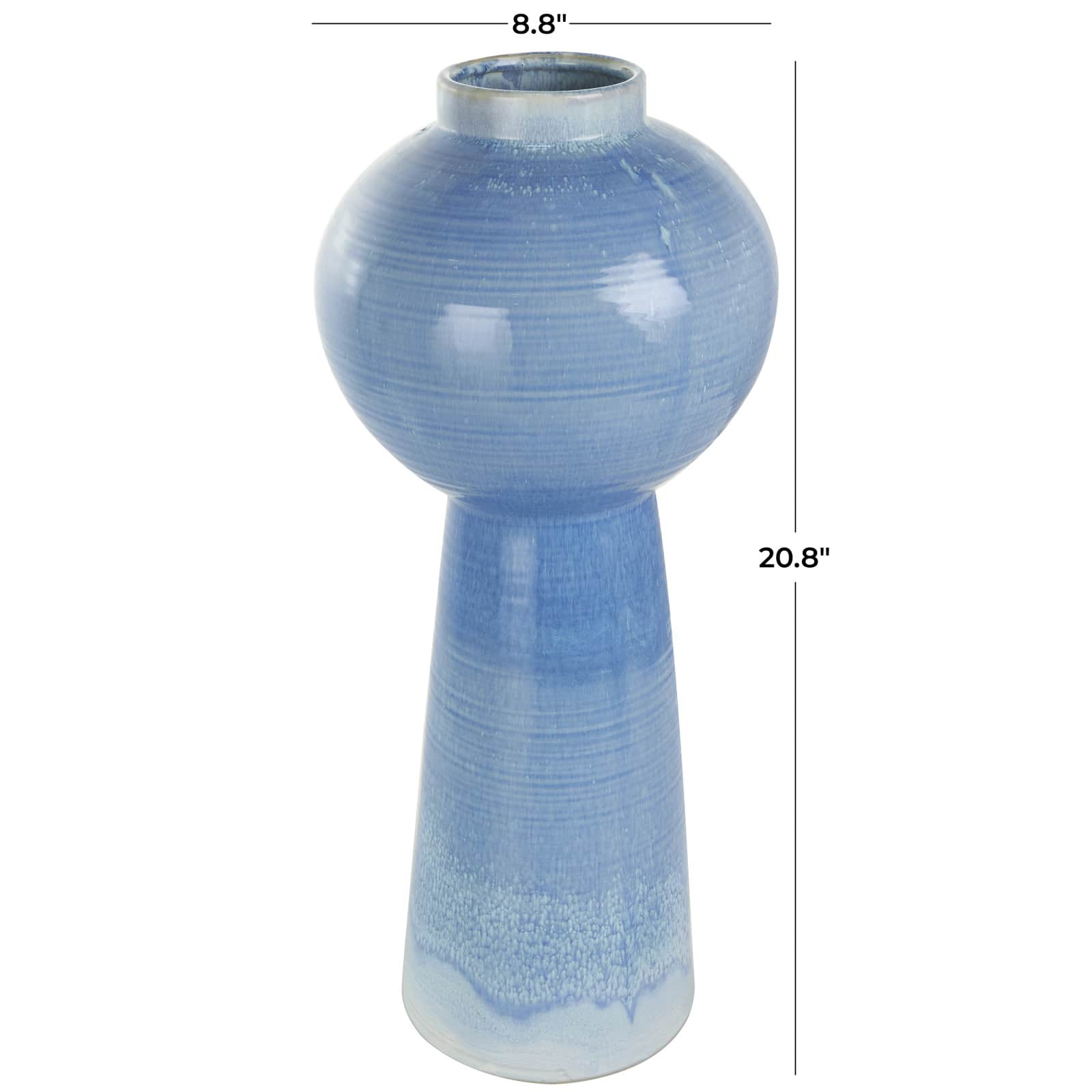 21&#x22; Blue Ceramic Bubble Inspired Ombre Vase