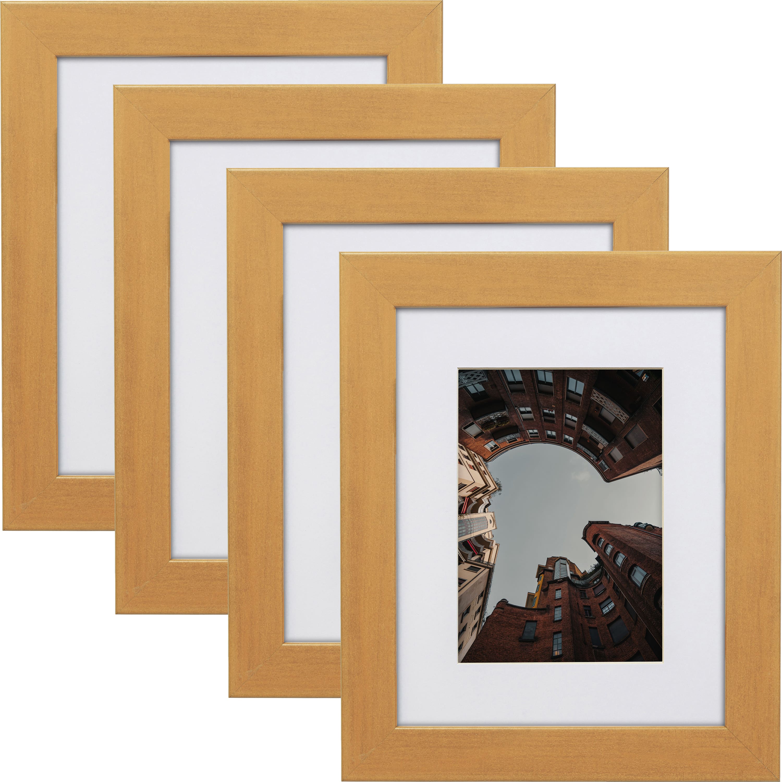 Craig Frames 4 Pack: Bauhaus 125 Distressed Gold Picture Frame with Mat
