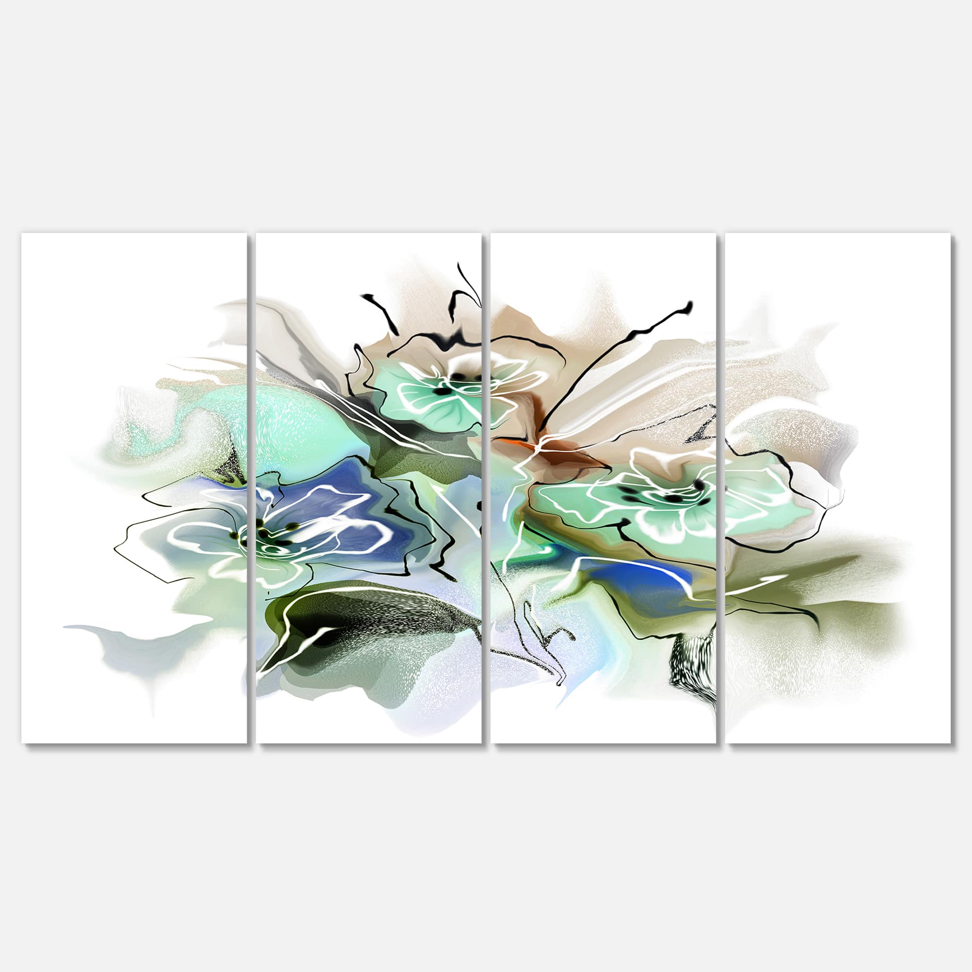 Designart - Textured Floral Watercolor - Extra Large Floral Wall Art
