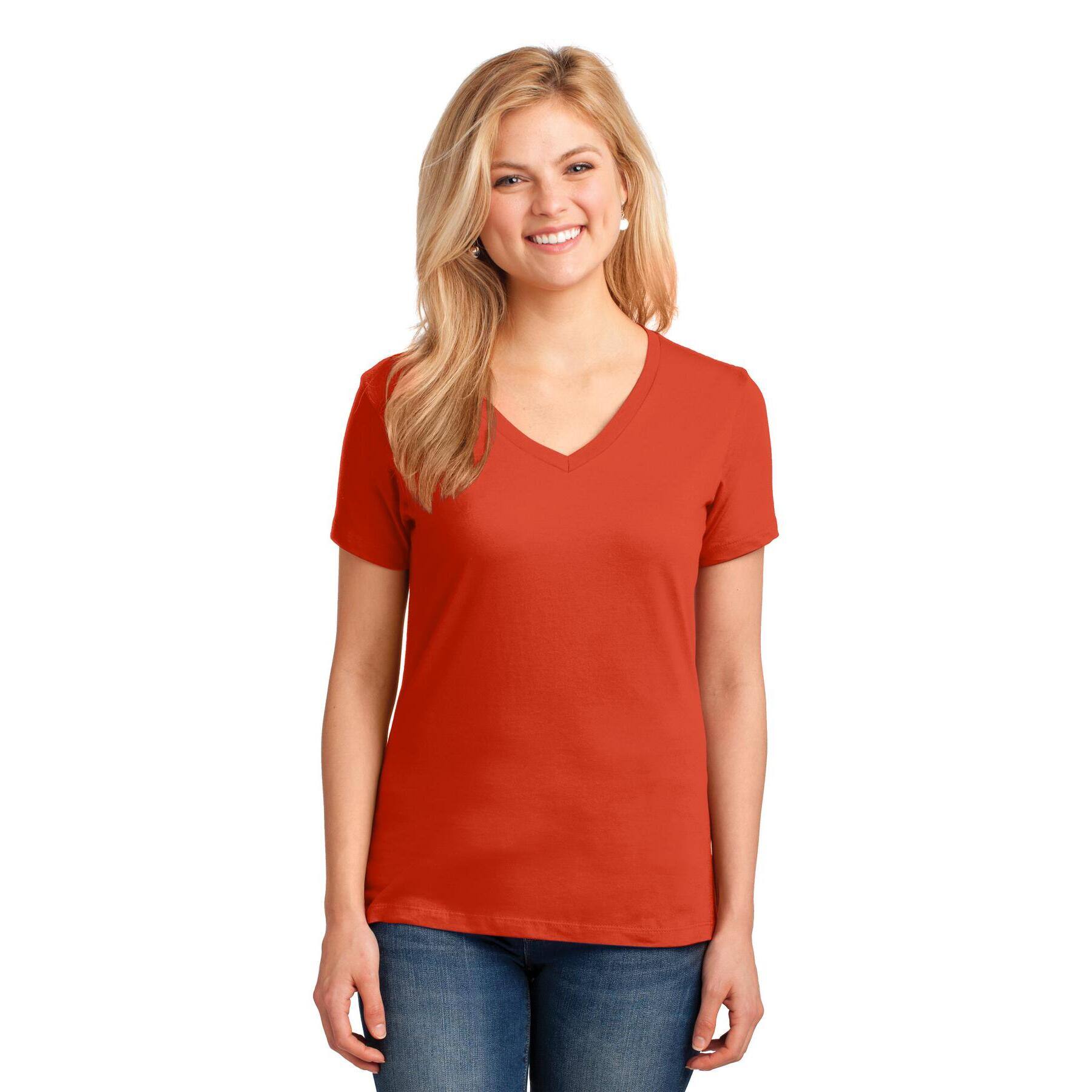 Port & Company® Brights Core Cotton V-Neck Ladies T-Shirt