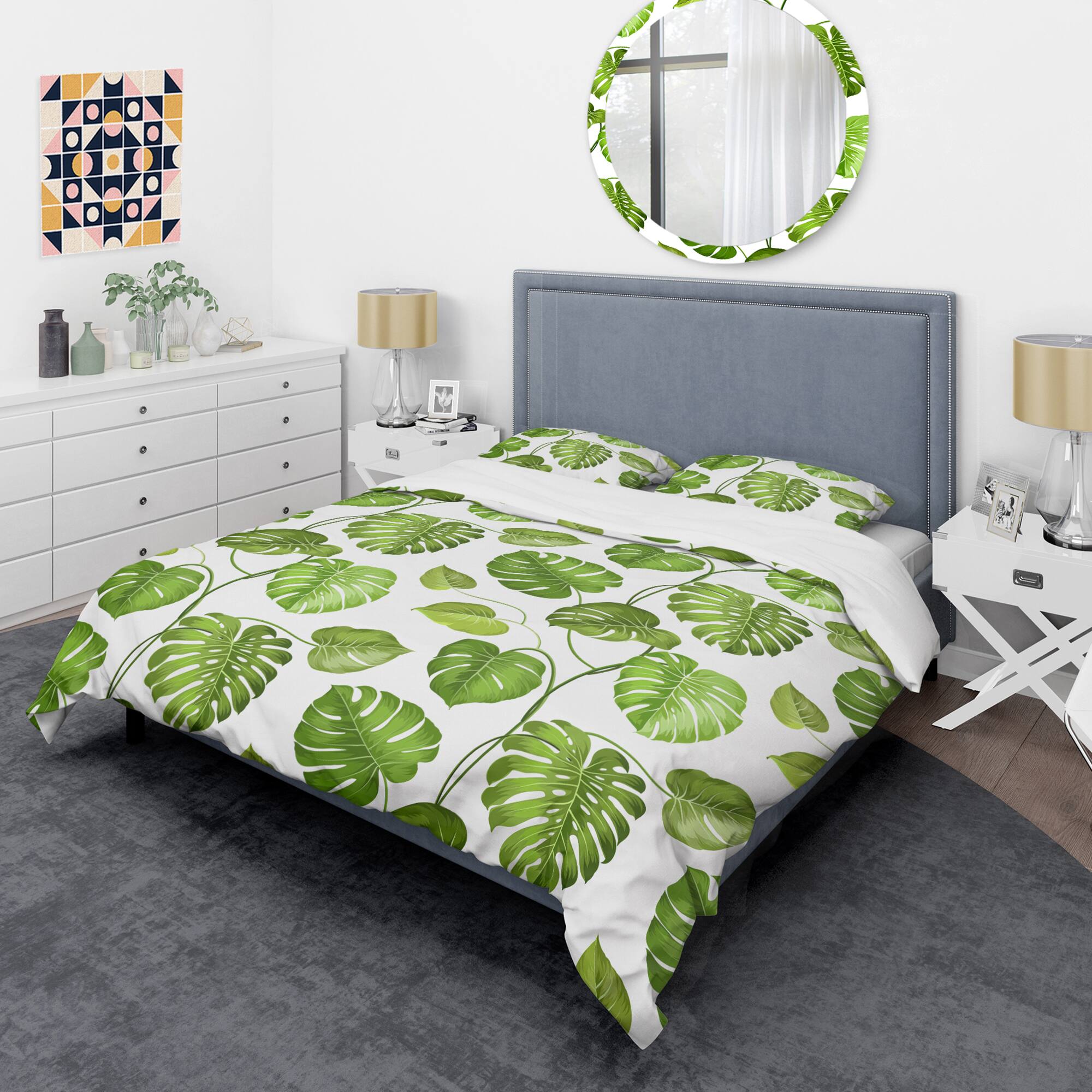 Designart 'Tropical Palm Leaves II' Mid-Century Duvet Cover Set