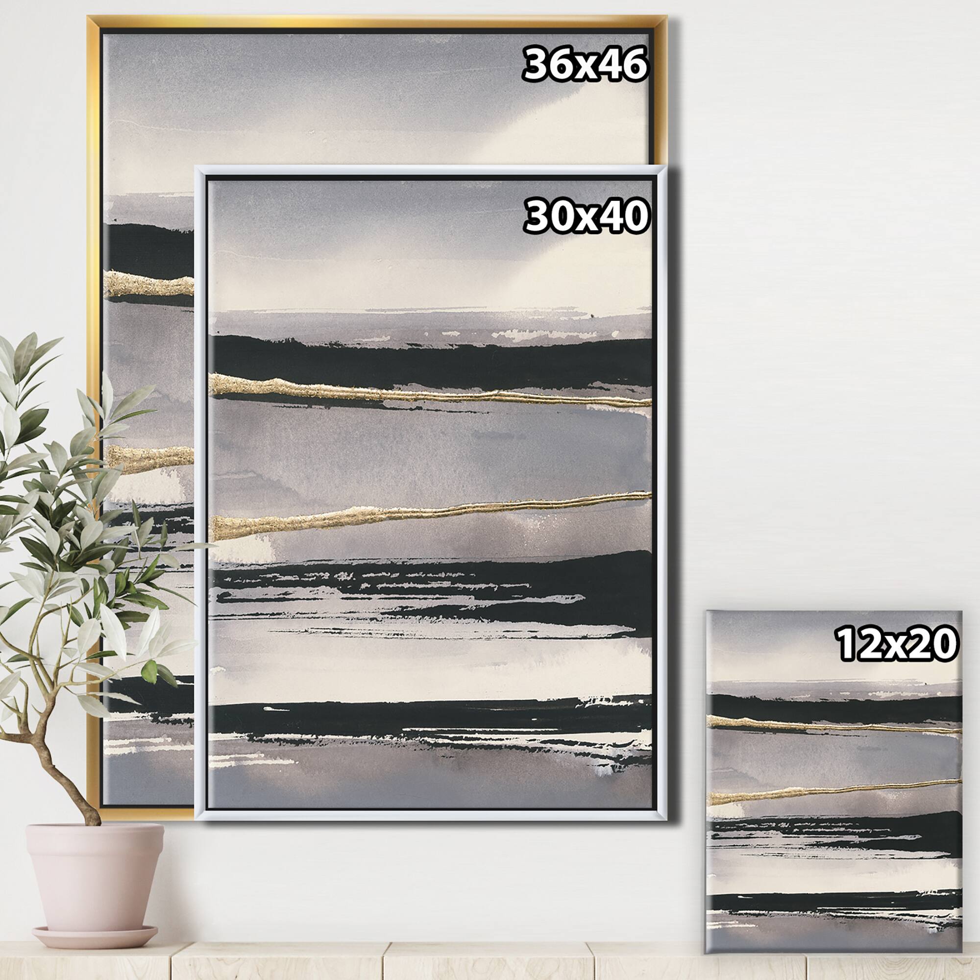 Designart - Glamorous Morning Fog III - Modern Glam Canvas in Gold Frame
