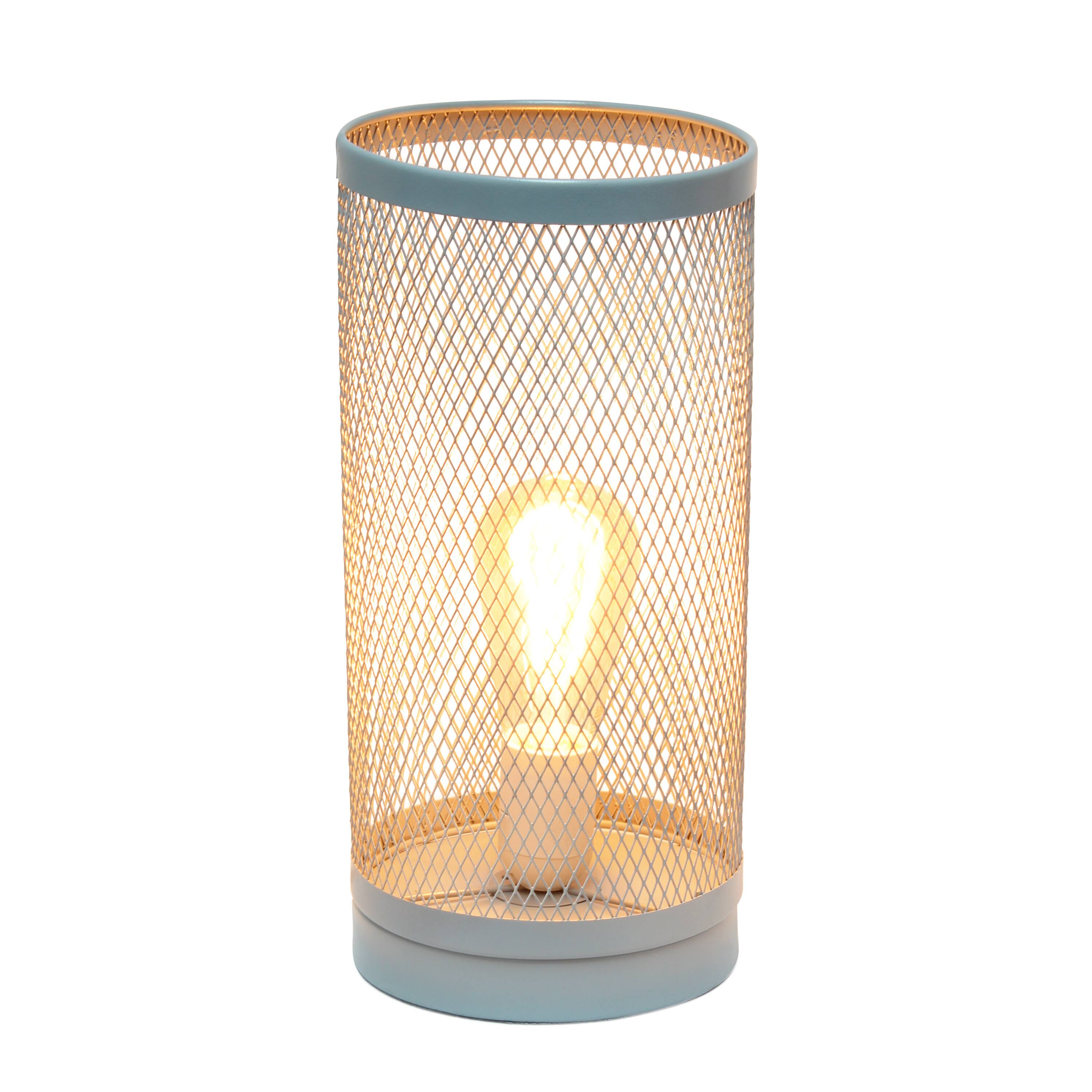 Simple Designs 13&#x22; Mesh Cylindrical Steel Table Lamp