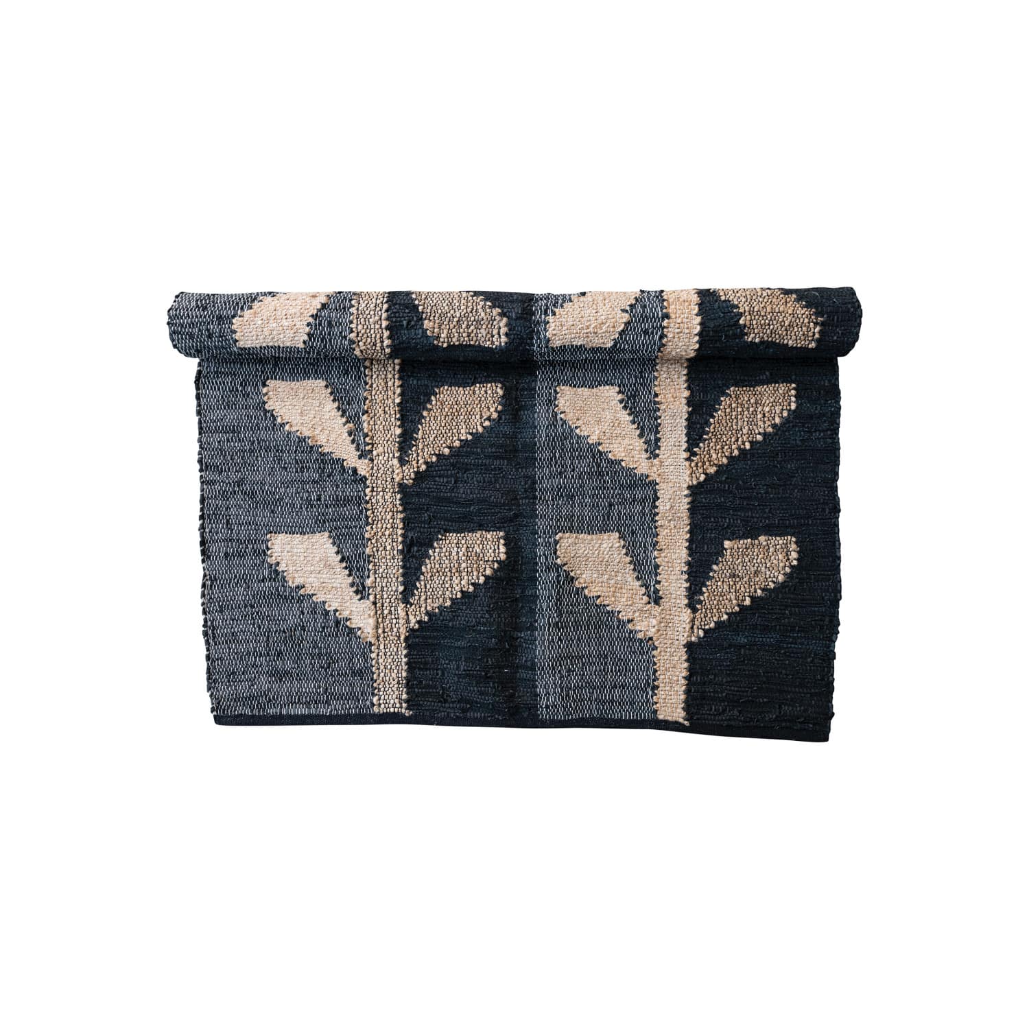 Hello Honey® 4ft. x 6ft. Black & Natural Woven Jute, Leather & Cotton Chindi Rug