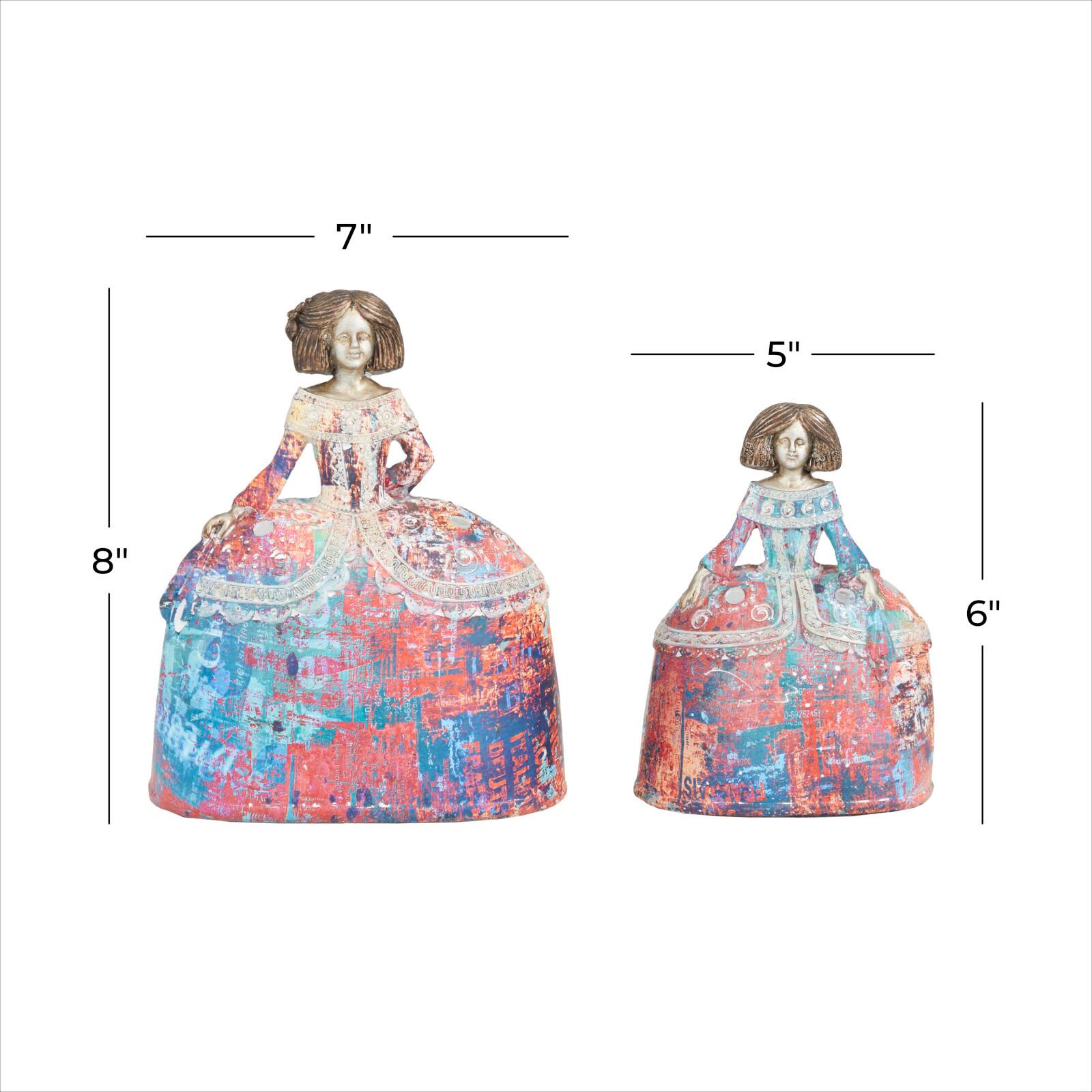 Set of 2 Multi Polystone Tuscan Sculptures, 8" x 5" x 4"