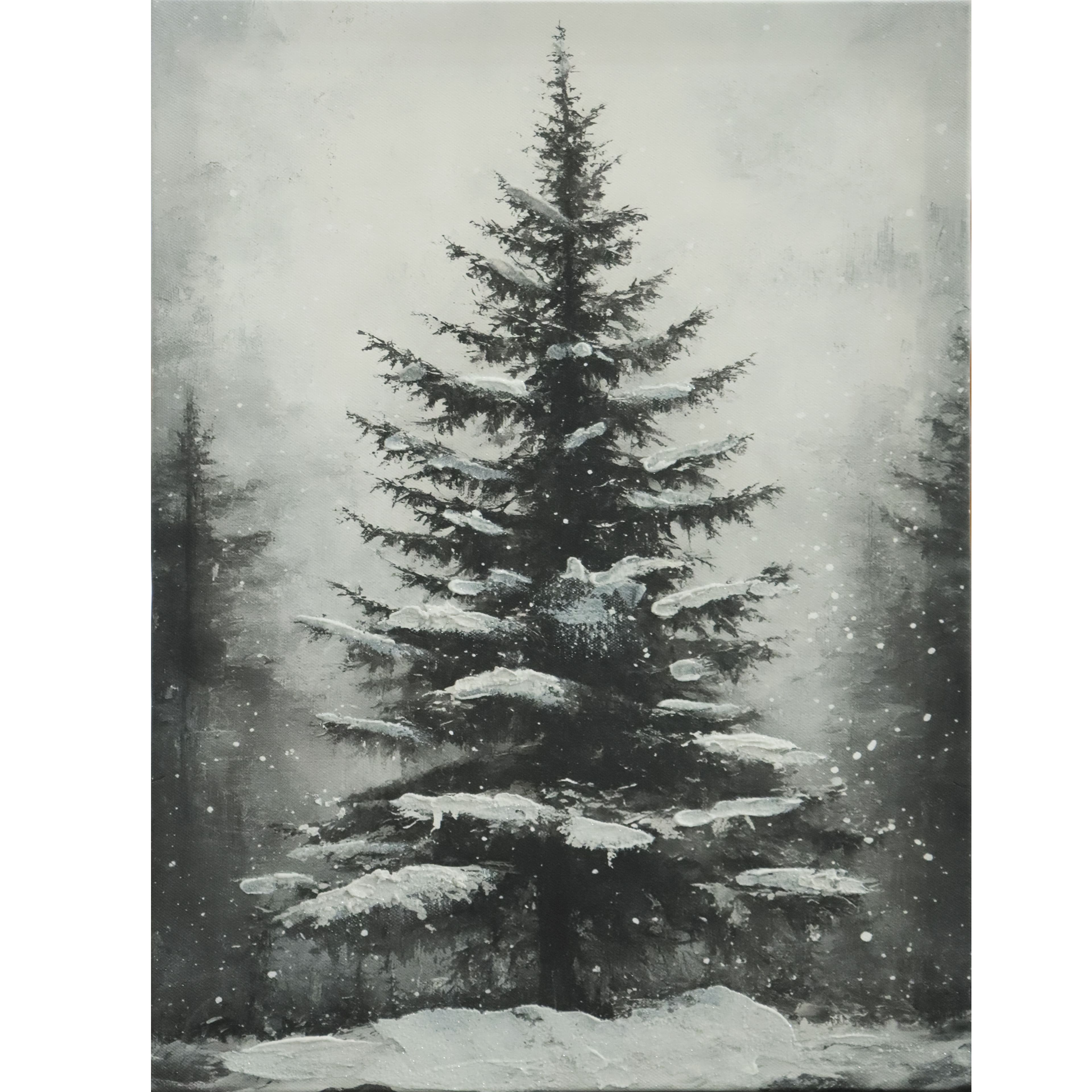 12&#x22; x 16&#x22; Black &#x26; White Snowy Tree Canvas Wall D&#xE9;cor by Ashland&#xAE;