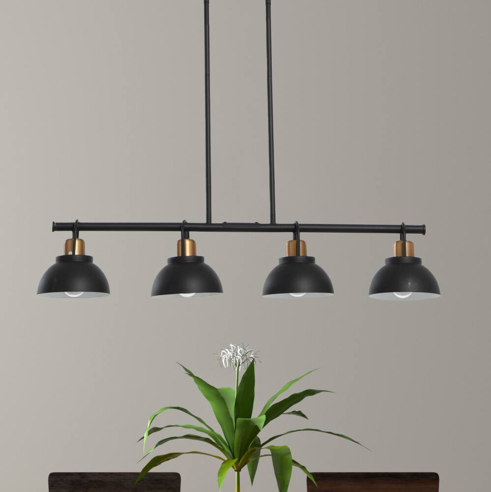 Robert Stevenson Lighting Walsh Metal 4-Light Linear Chandelier with Shades