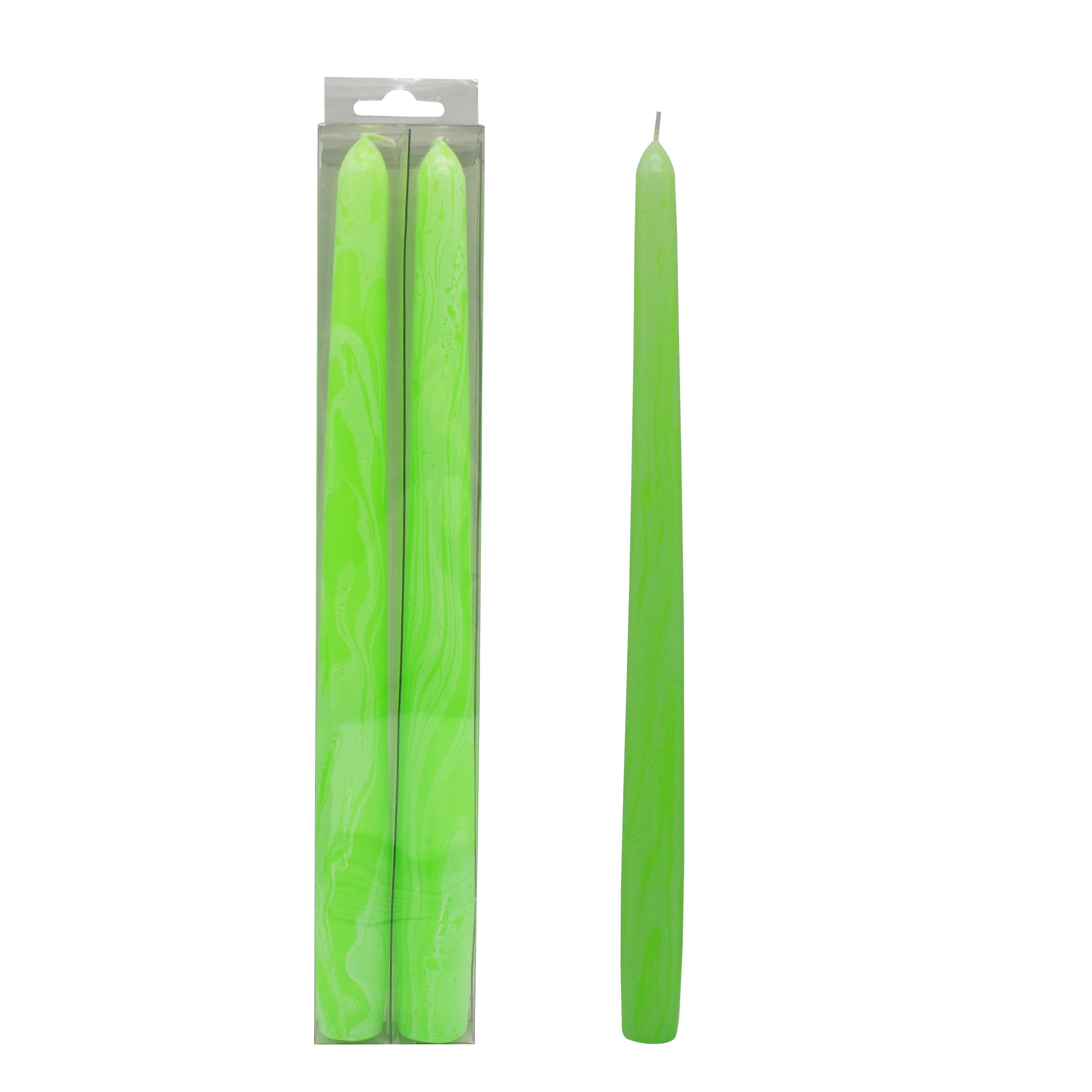 12&#x22; Green Marble Neon Taper Candles by Ashland&#xAE;, 2ct.