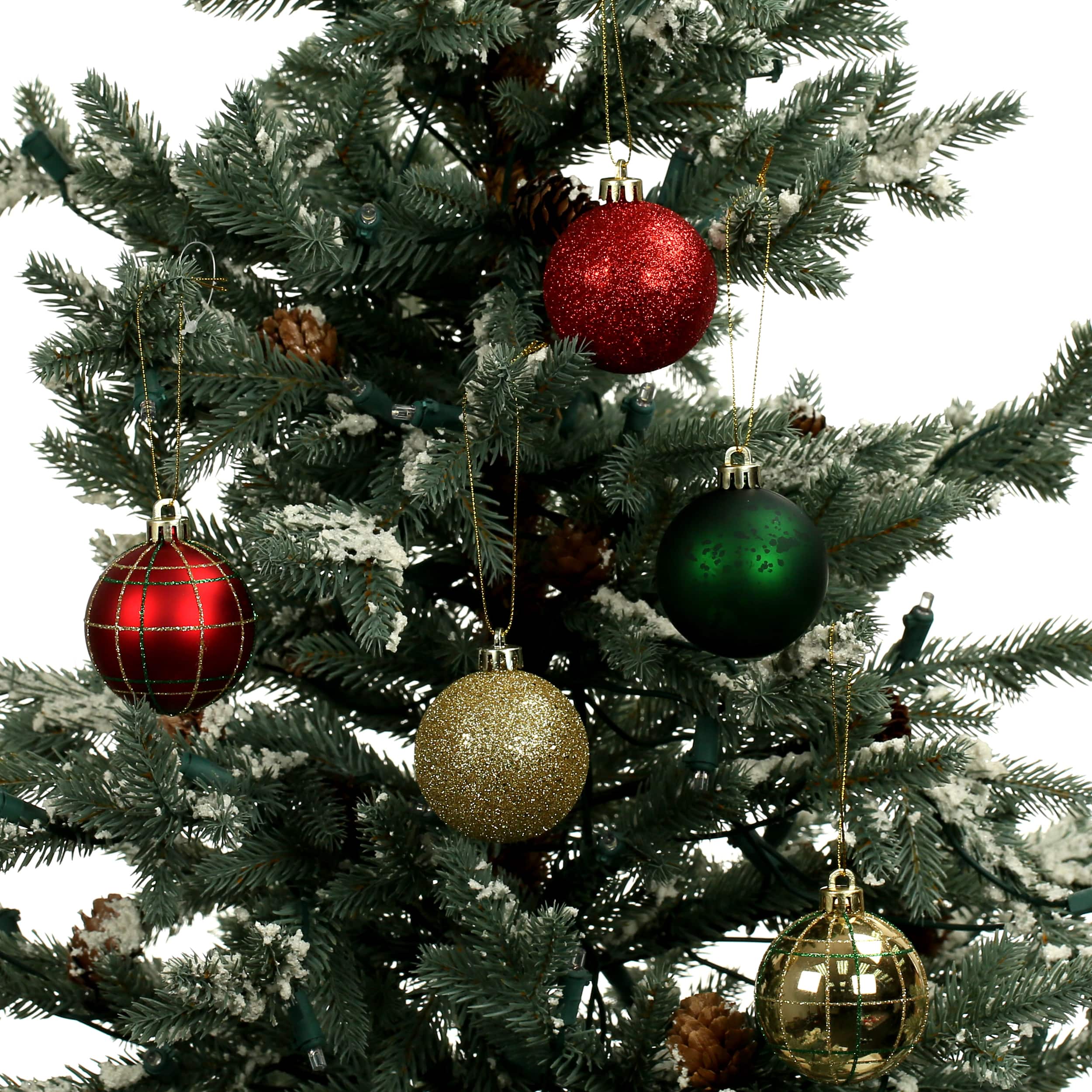 5 Pack 2.2&#x22; Red, Green &#x26; Gold Shatterproof Ball Ornaments by Ashland&#xAE;