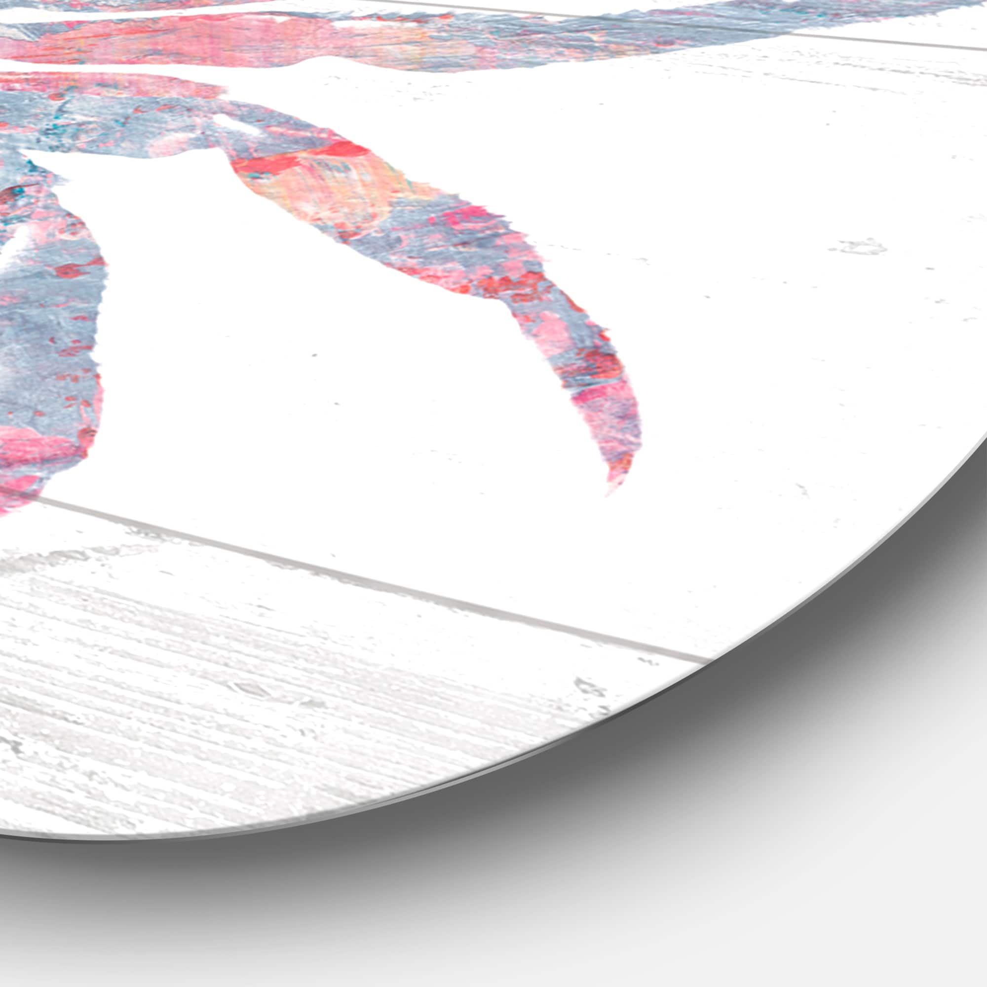 Designart - Pink Crab Ocean Life - Nautical & Coastal Metal Circle Wall Art