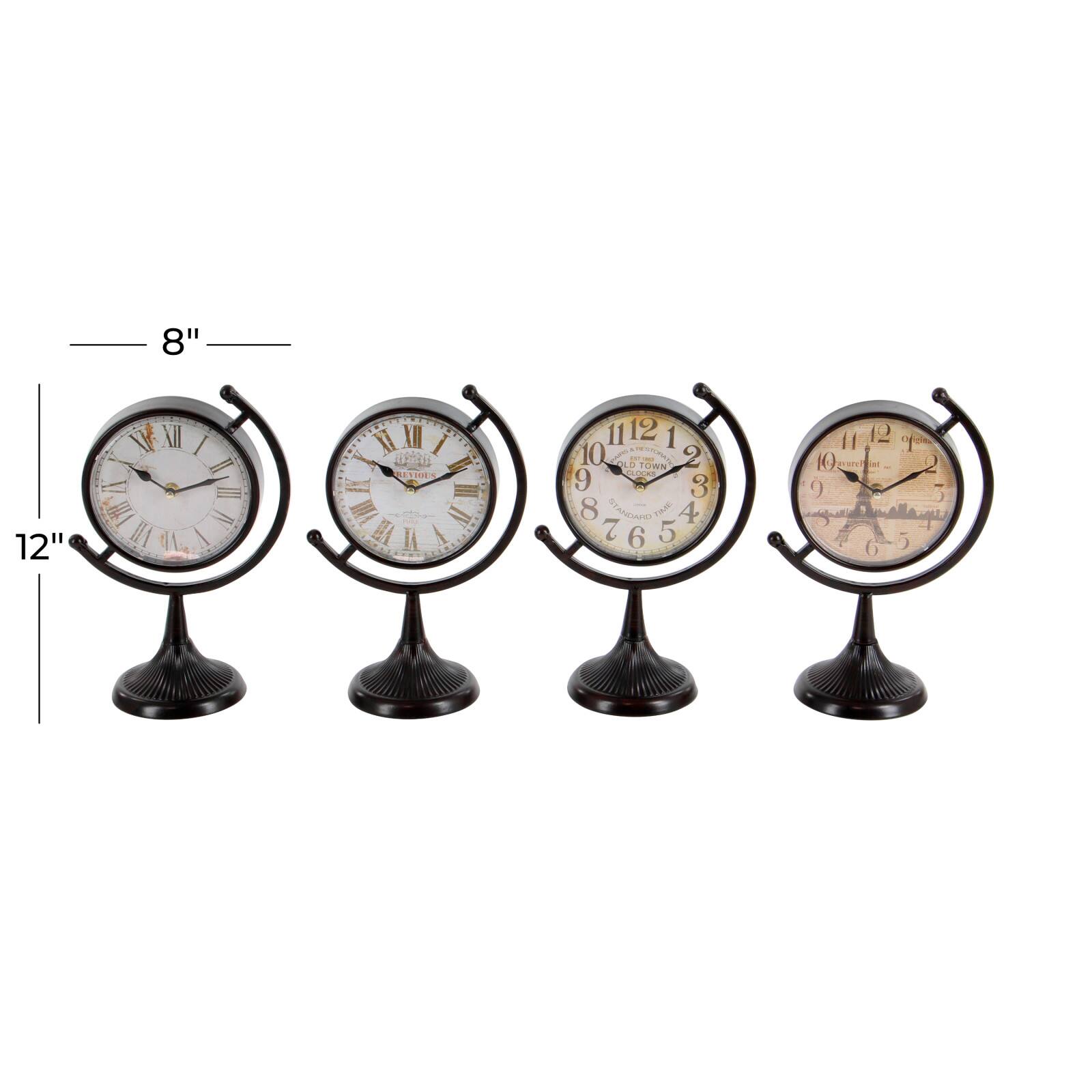 12&#x22; Black Metal Vintage Standing Clock Set