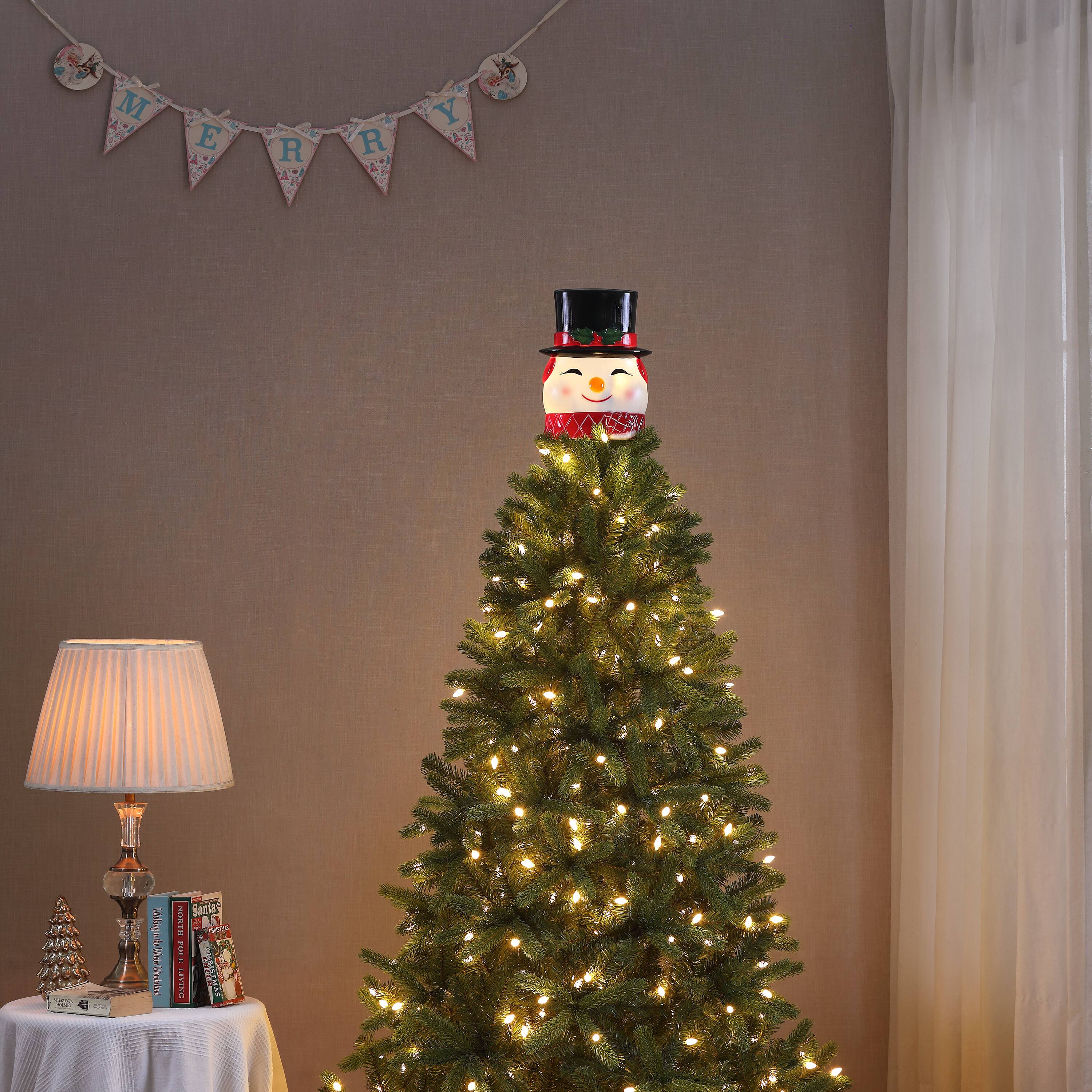 Mr. Christmas 12&#x22; Snowman Blow Mold Lit Tree Topper