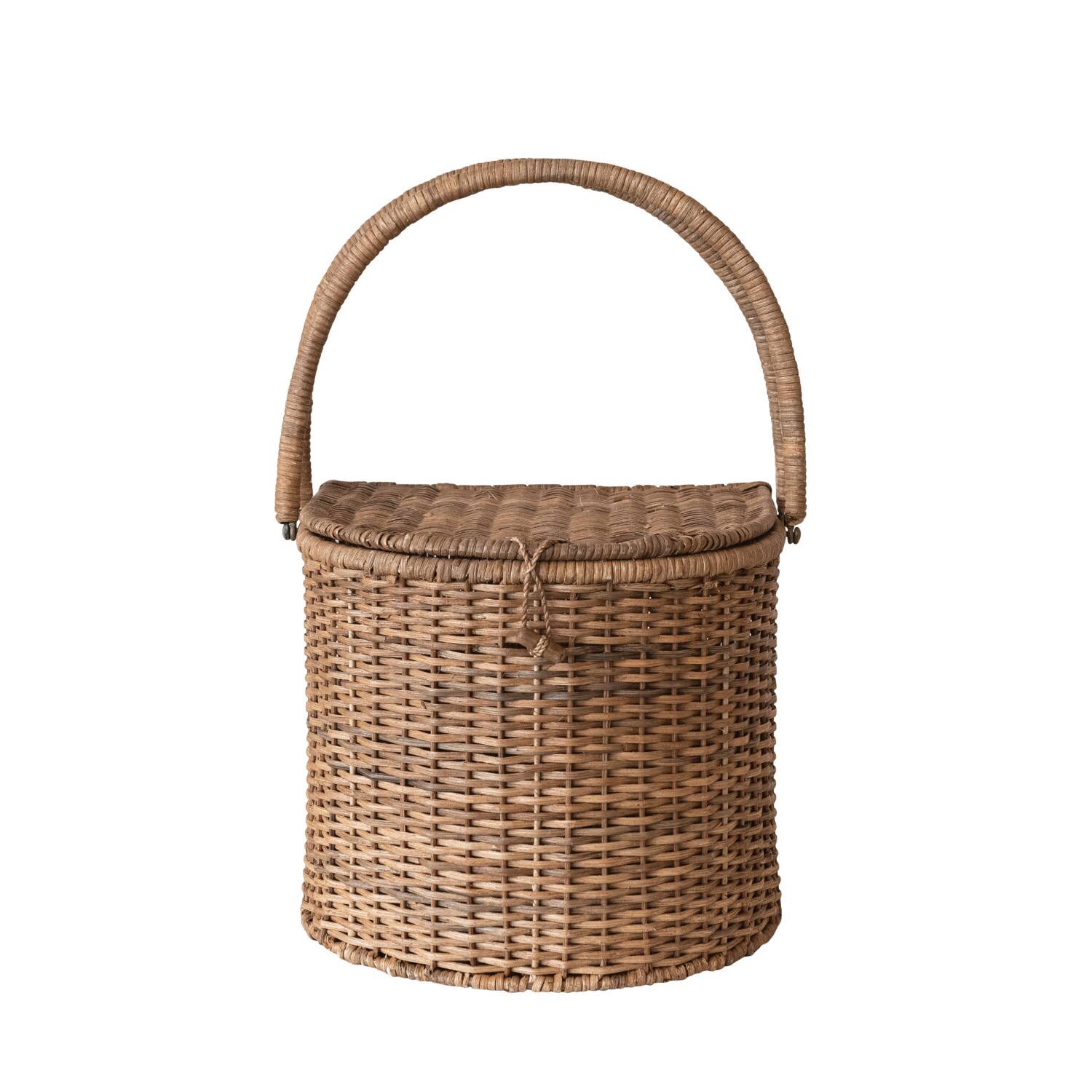 Hello Honey® Natural Oval Wicker Picnic Basket with Open Side Compartment