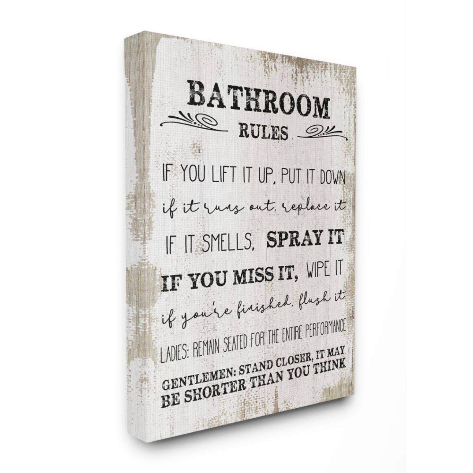 Stupell Industries Bathroom Rules Canvas Wall Art
