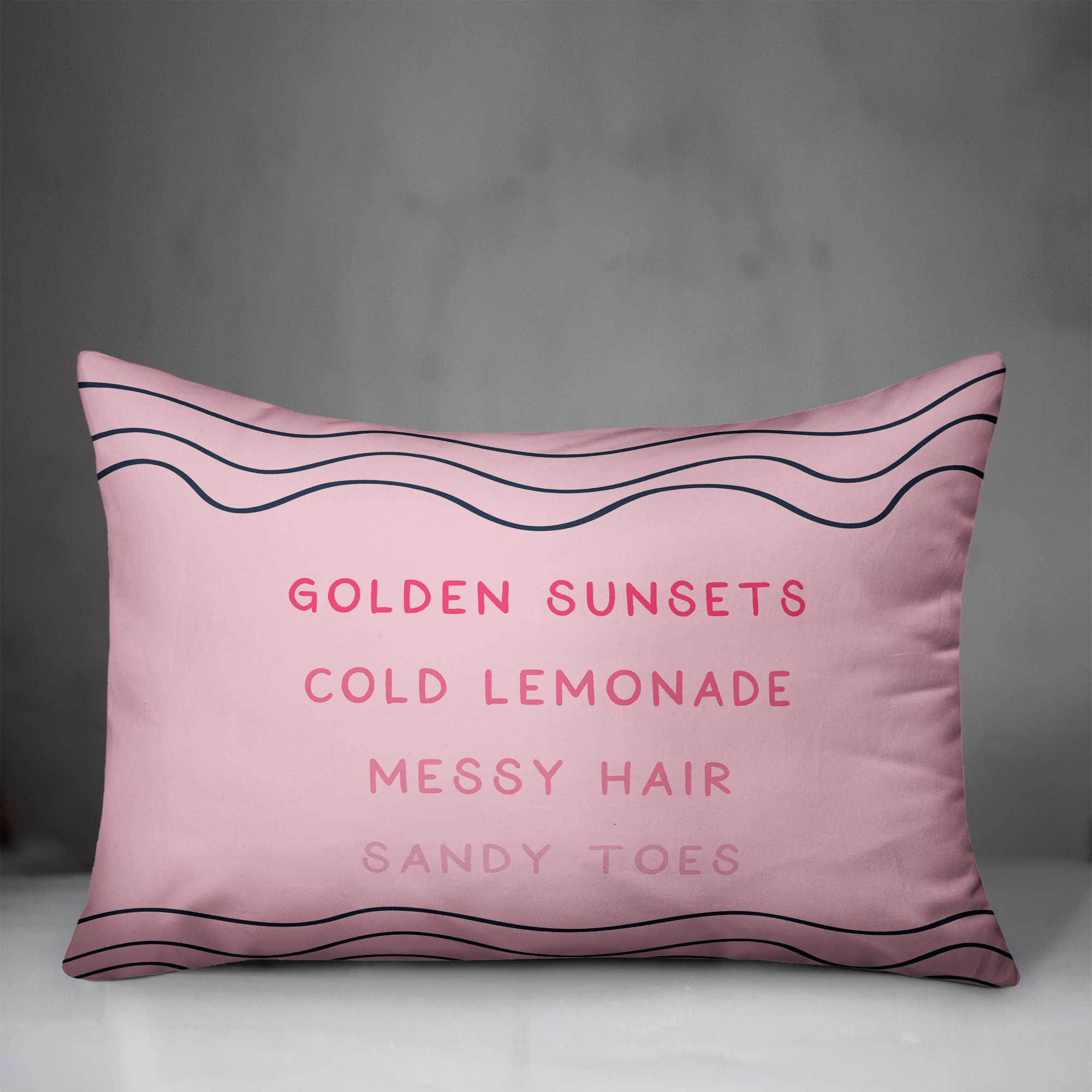 Pink Summer Words Throw Pillow