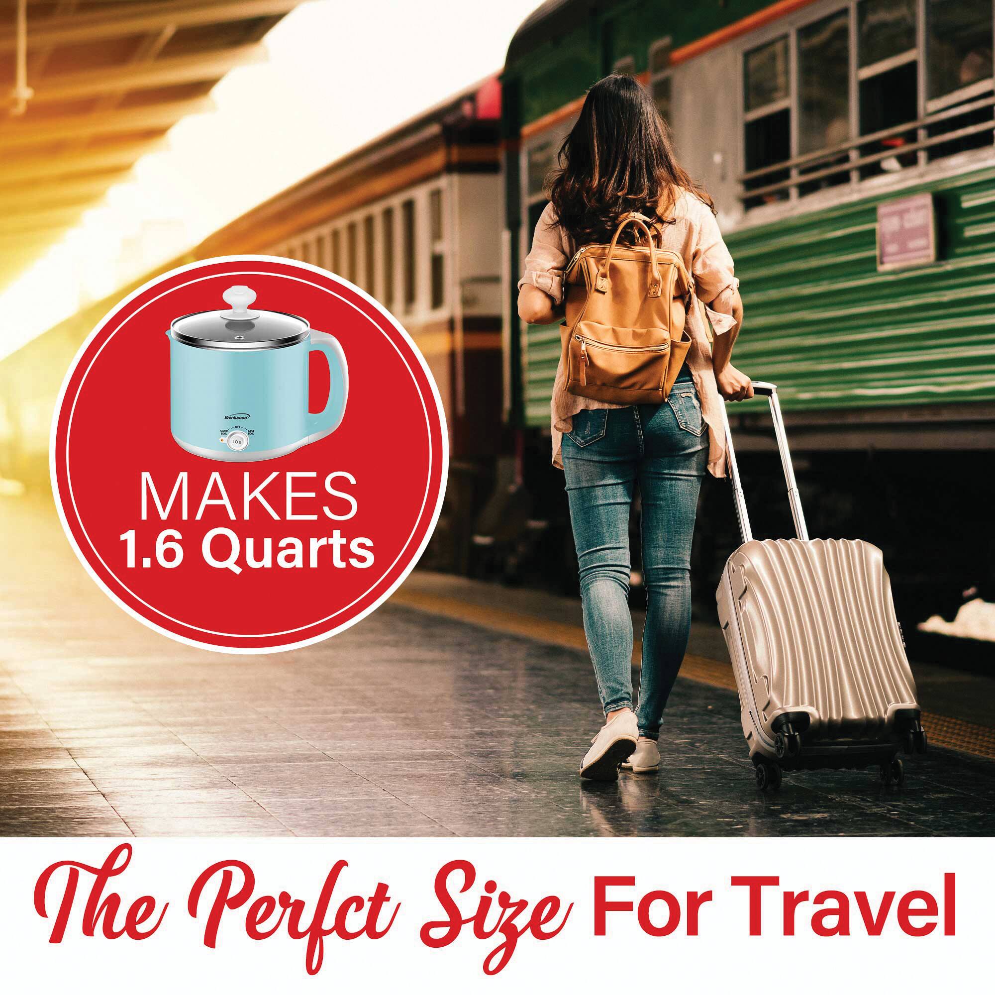 Brentwood Blue 1.6qt. 600 Watt Stainless Steel Electric Hot Pot Cooker & Food Steamer