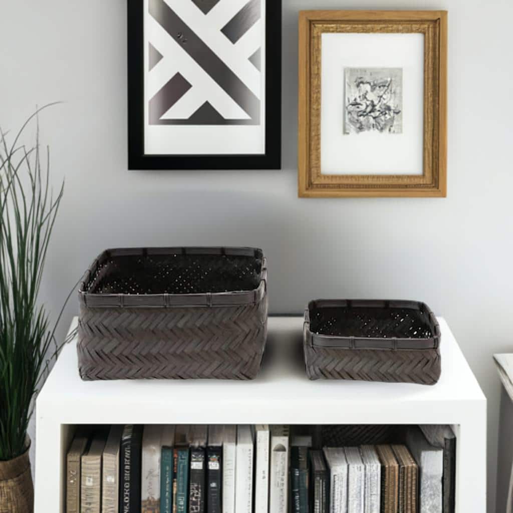 Hello Honey® Black Bamboo & Water Hyacinth Basket Set