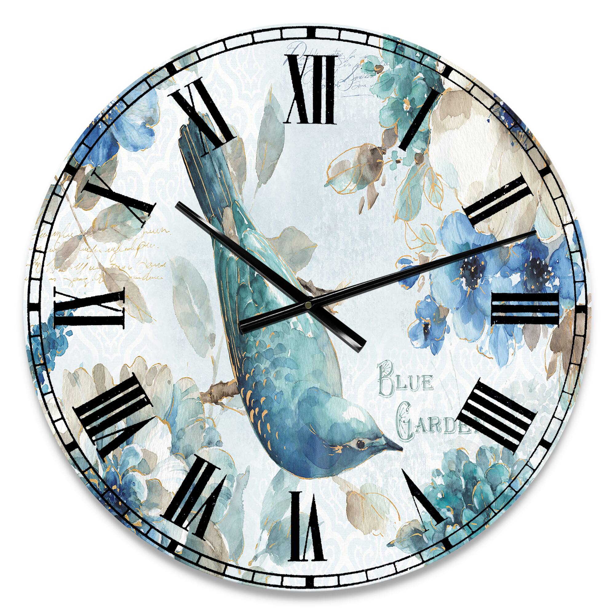 Designart 'Indigold Bird Cottage Family V Traditional Wall Clock