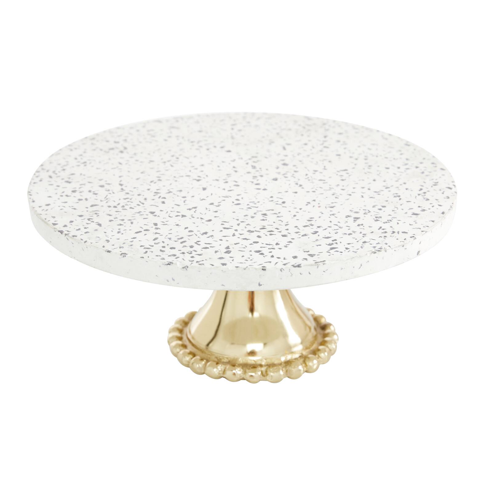 Set of 2 Gold Stoneware Natural Cake Stand, 12", 10"