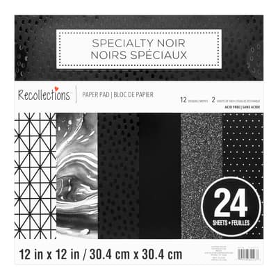 Michaels Bulk 6 Packs: 24 Ct. (144 Total) Glitter 12 inch x 12 inch Cardstock Paper by Recollections, Size: 12 x 12, Black