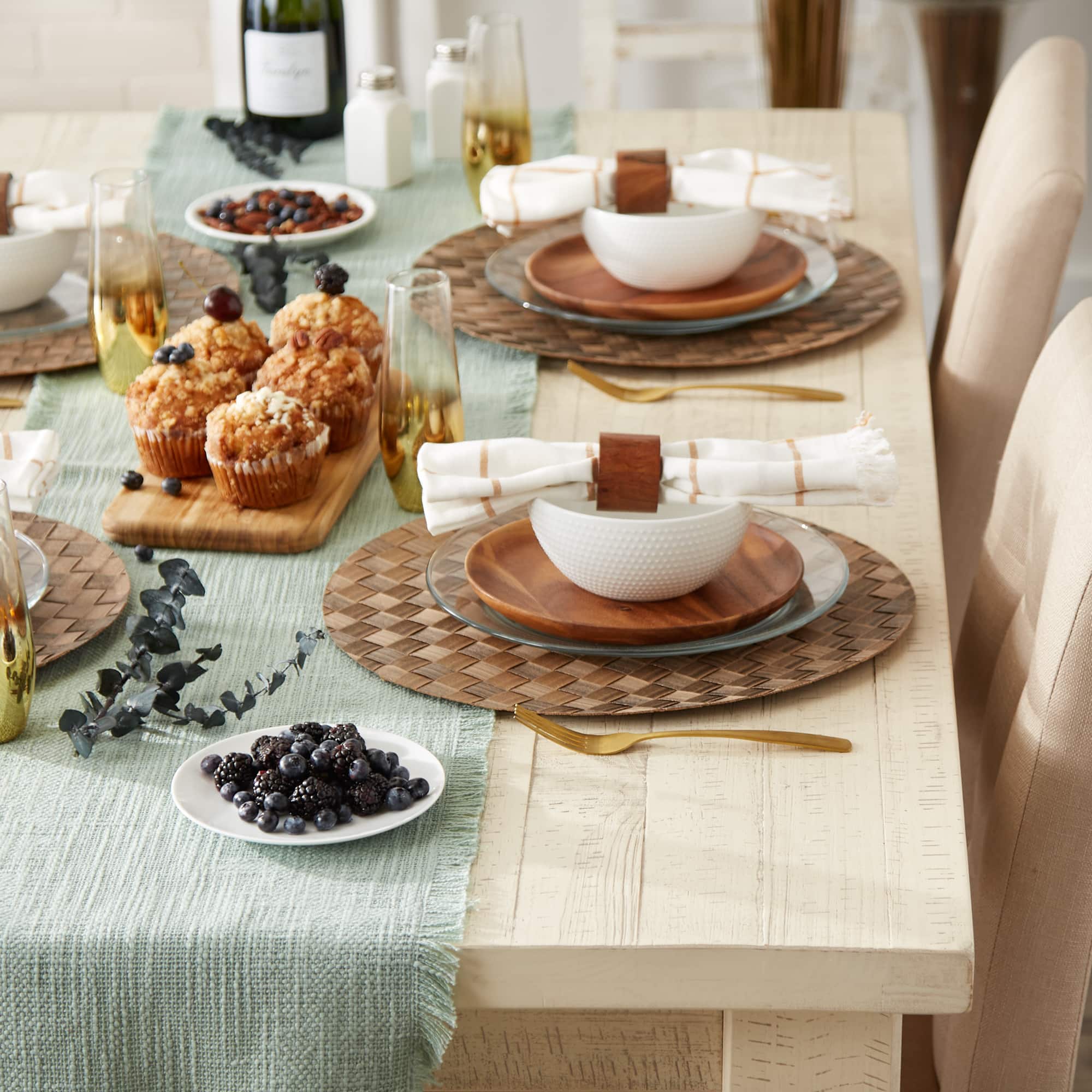 DII® Reversible Round Basket Weave Woven Placemats, 4ct.