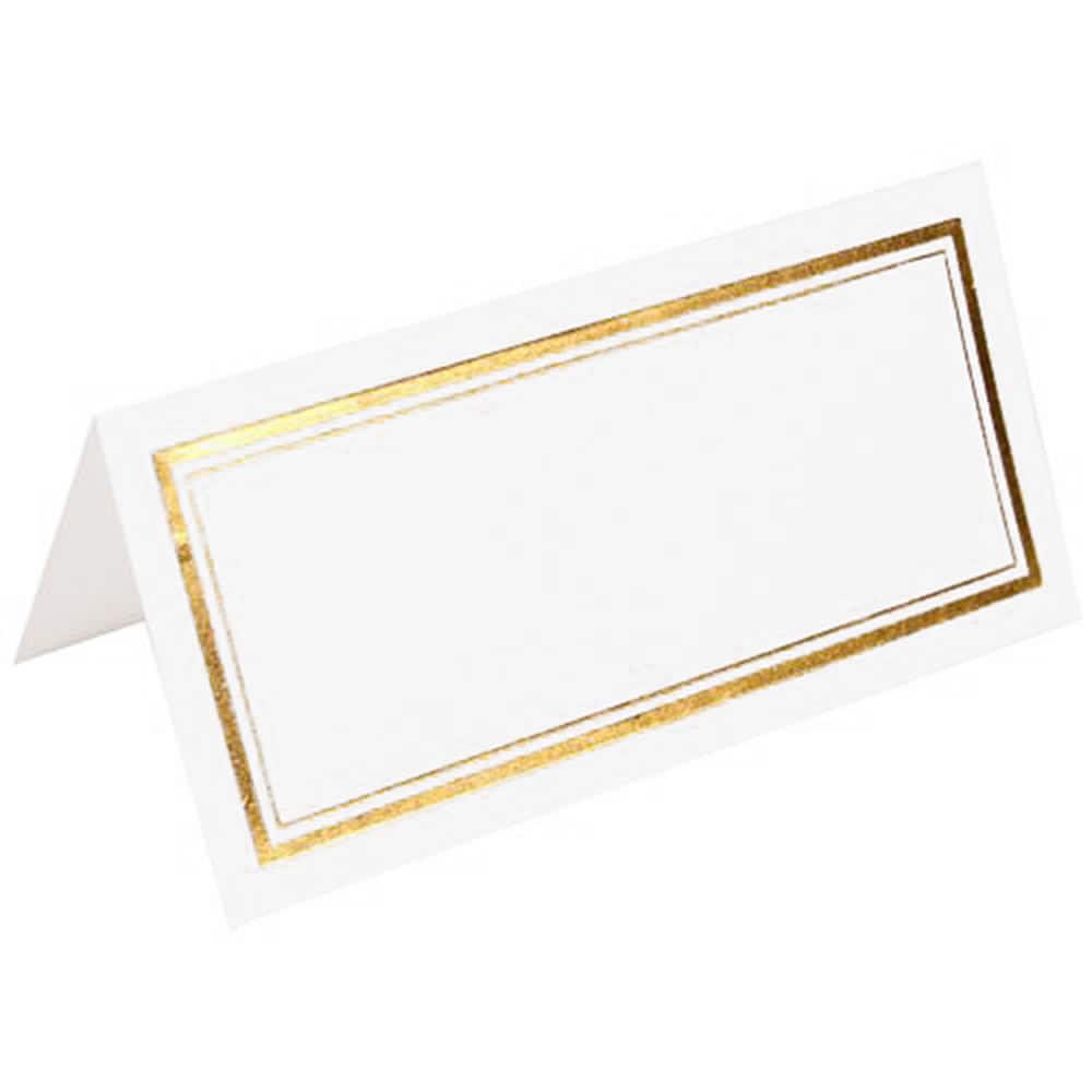 JAM Paper Double Metallic Border Fold-Over Wedding Table Place Cards, 100ct.