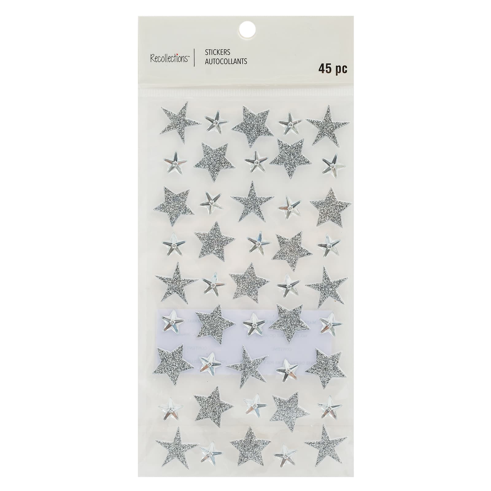 12 Packs: 45 ct. (540 total) Silver Glitter Star Stickers by Recollections™
