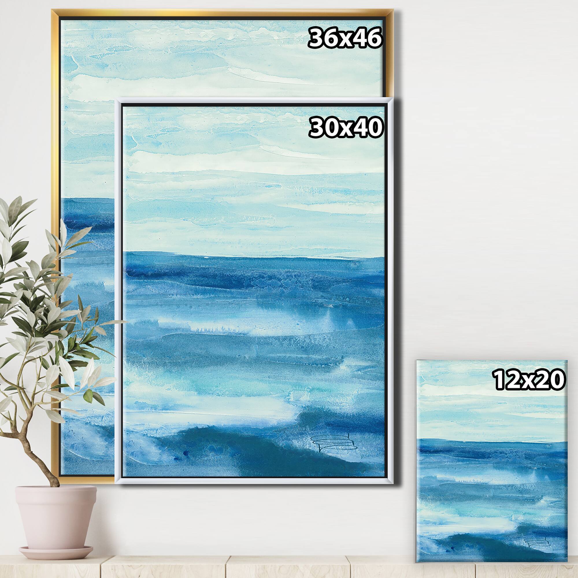 Designart - Lost in Blue Panel - Nautical & Coastal Canvas in Gold Frame