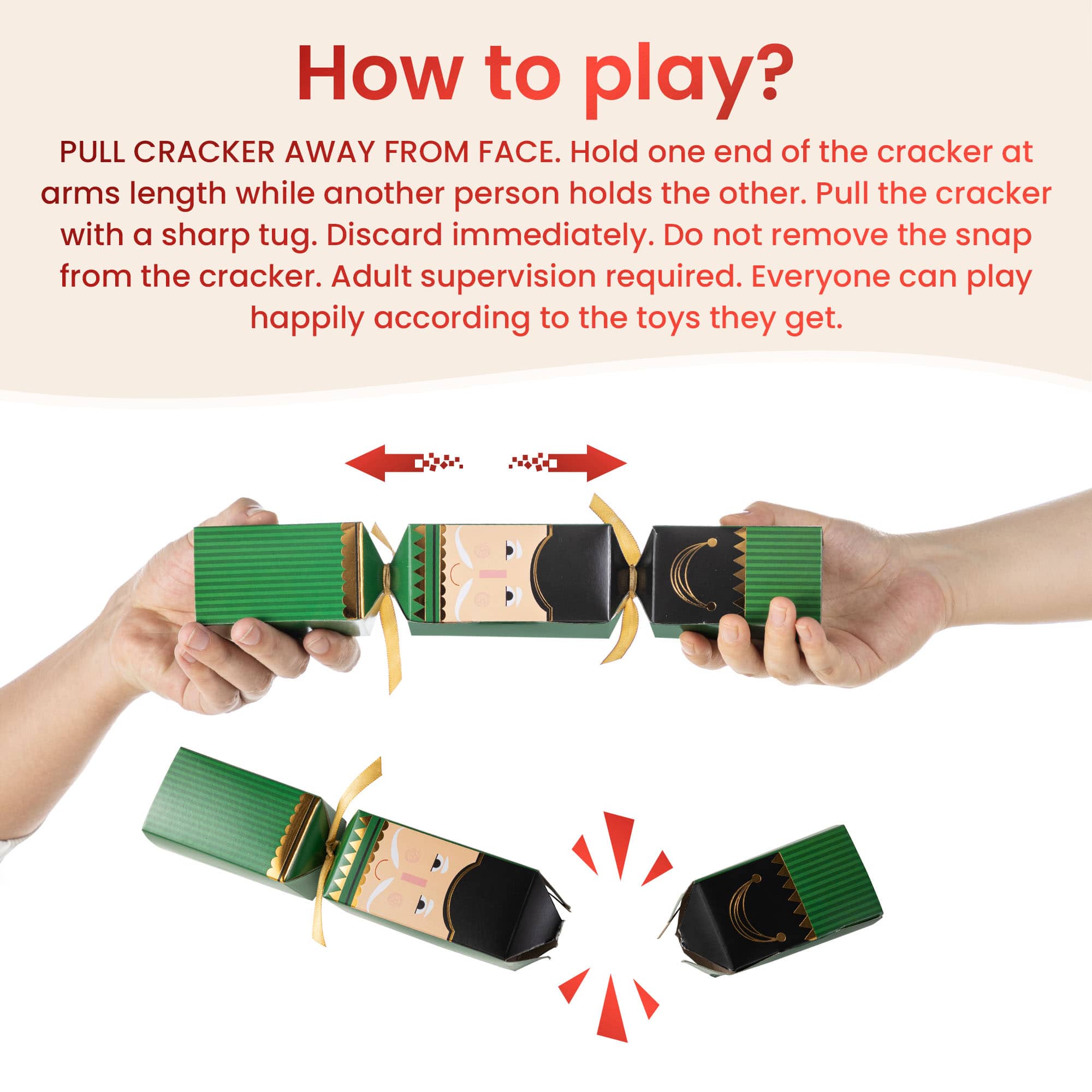 Glitzhome&#xAE; 8PK 2&#x22;D x 12&#x22;H Nutcracker Christmas Party Crackers with Gift Contents