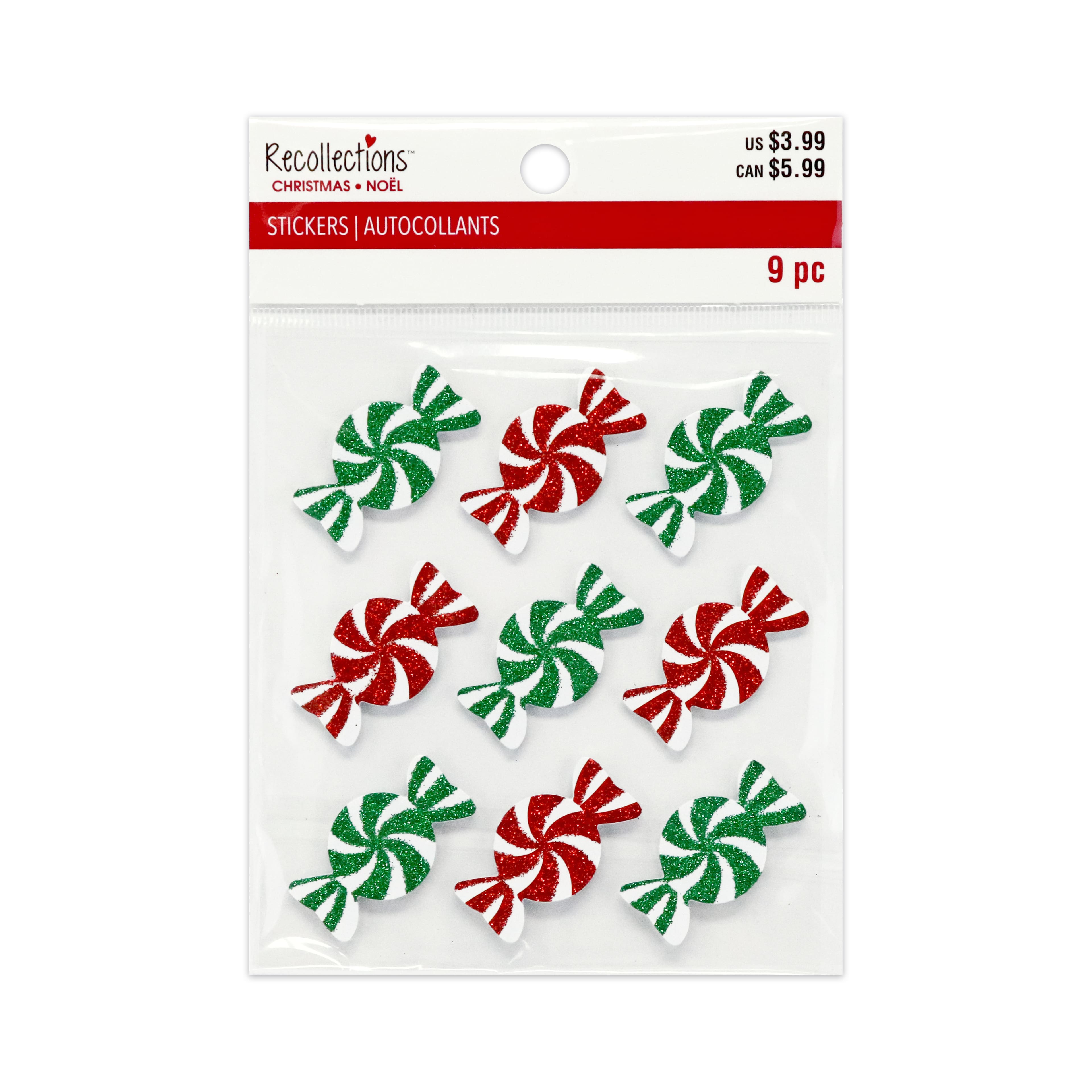 Red &#x26; Green Glitter Candy Dimensional Foam Stickers by Recollections&#x2122;