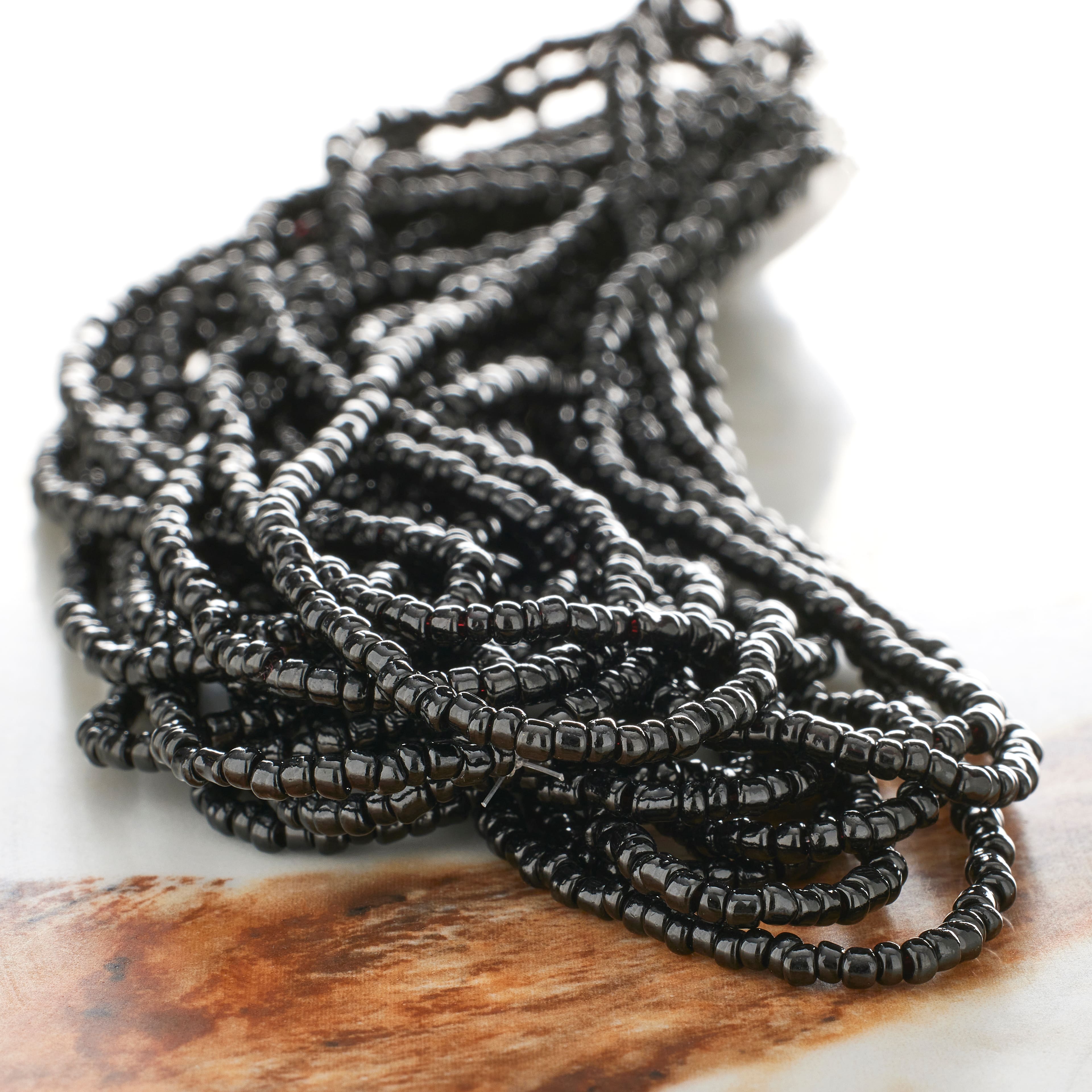 Black Glass Seed Rondel Beads, 10/0 by Bead Landing™