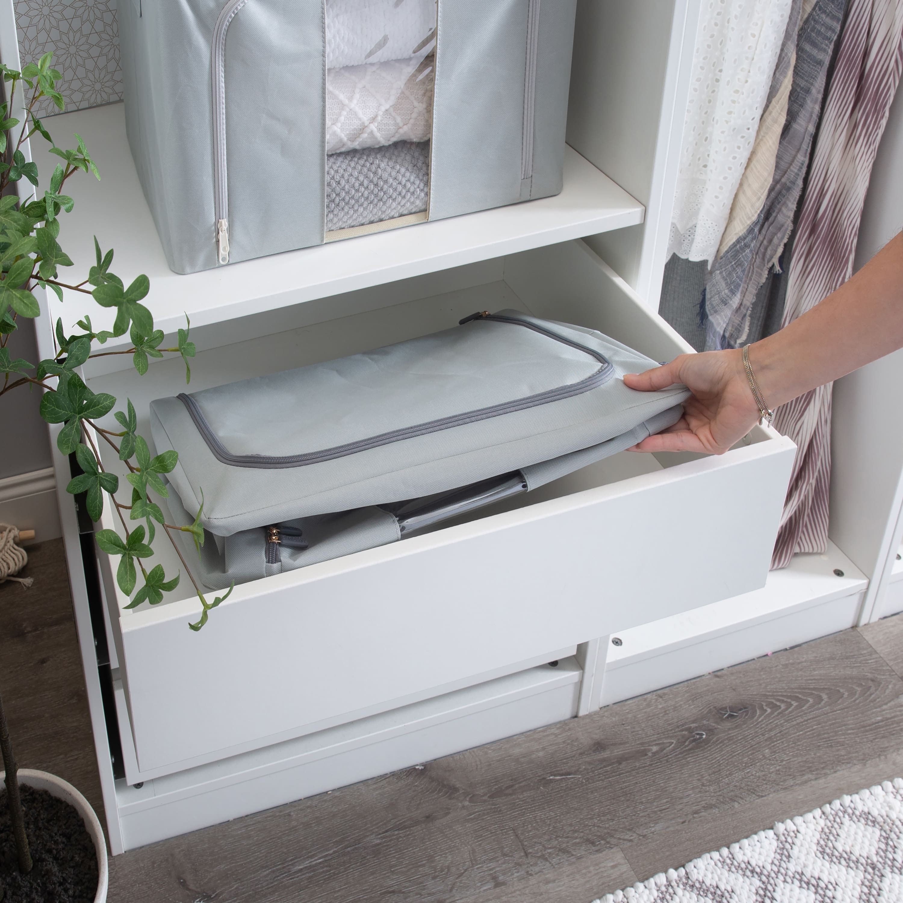 Simplify Gray Collapsible Storage Box with Handles