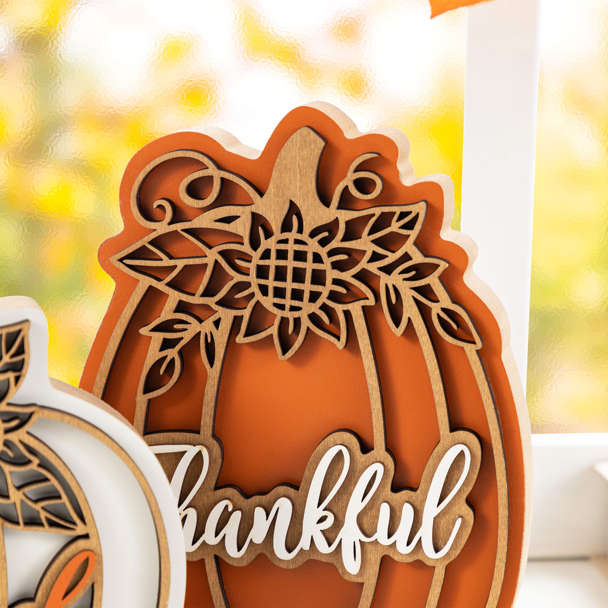 Glitzhome® 8"H Thanksgiving Wooden Pumpkin Table Decor Set