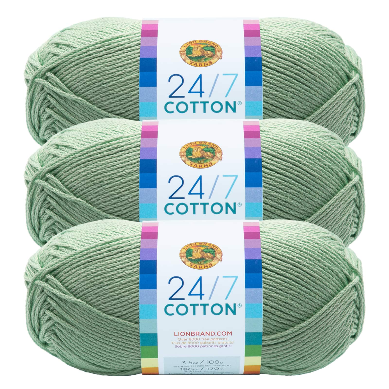 3 Pack Lion Brand&#xAE; 24/7 Cotton&#xAE; Yarn
