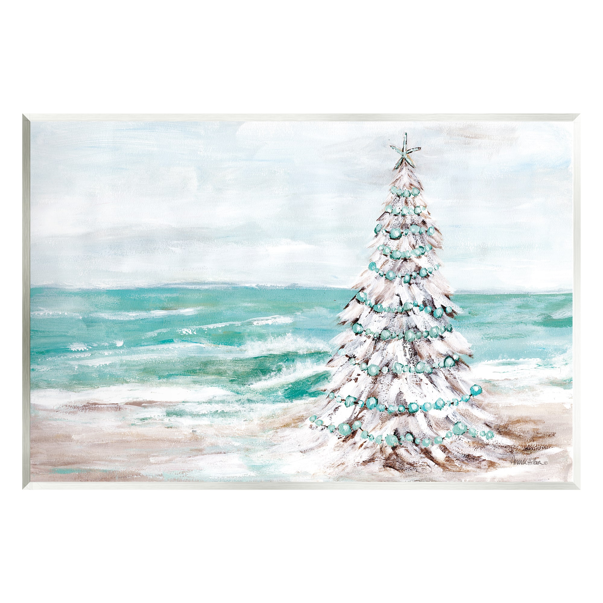Stupell Industries Snowy Christmas Tree Beach Shore Wall Plaque Art