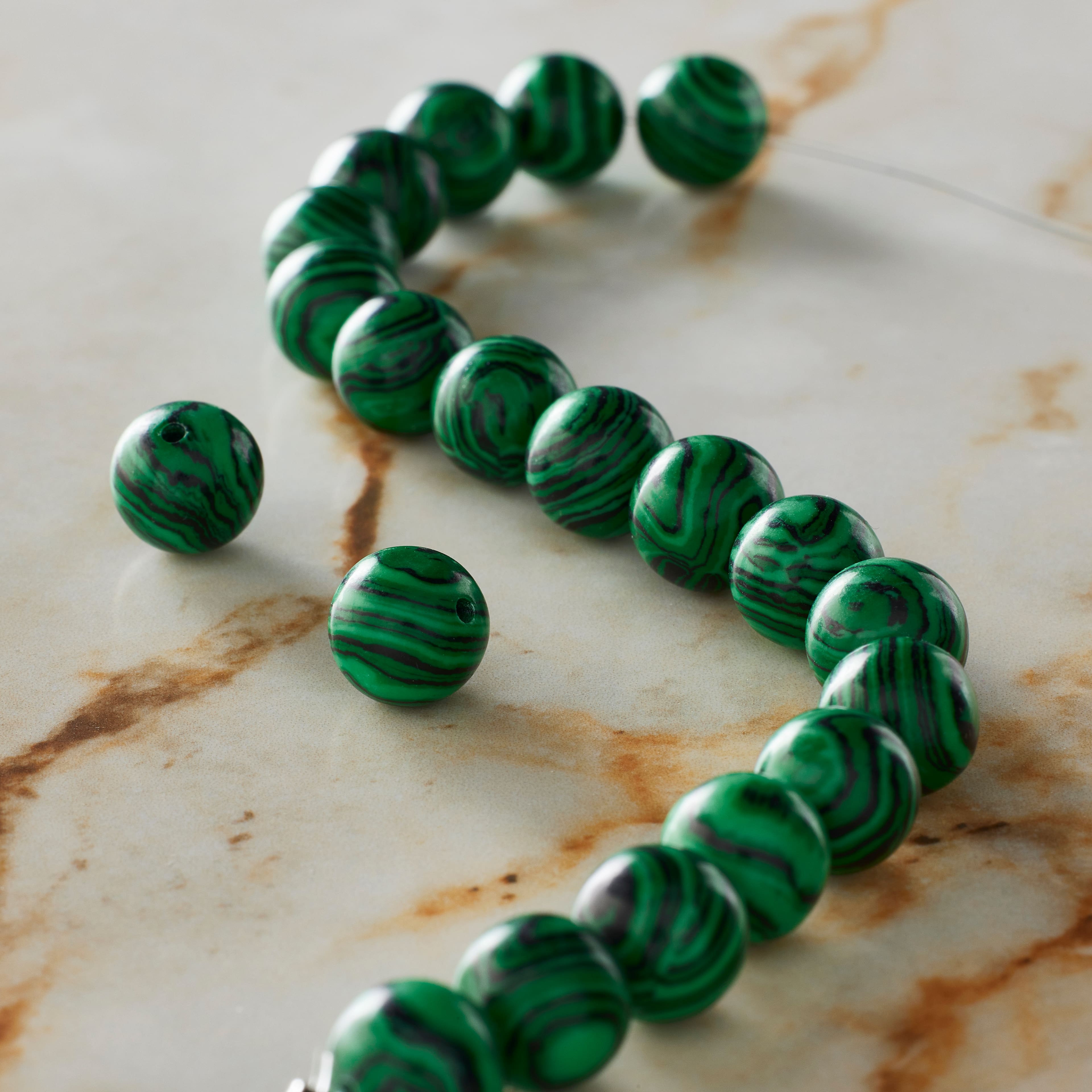 Green Reconstituted Dyed Stone Round Beads, 9.6mm by Bead Landing™