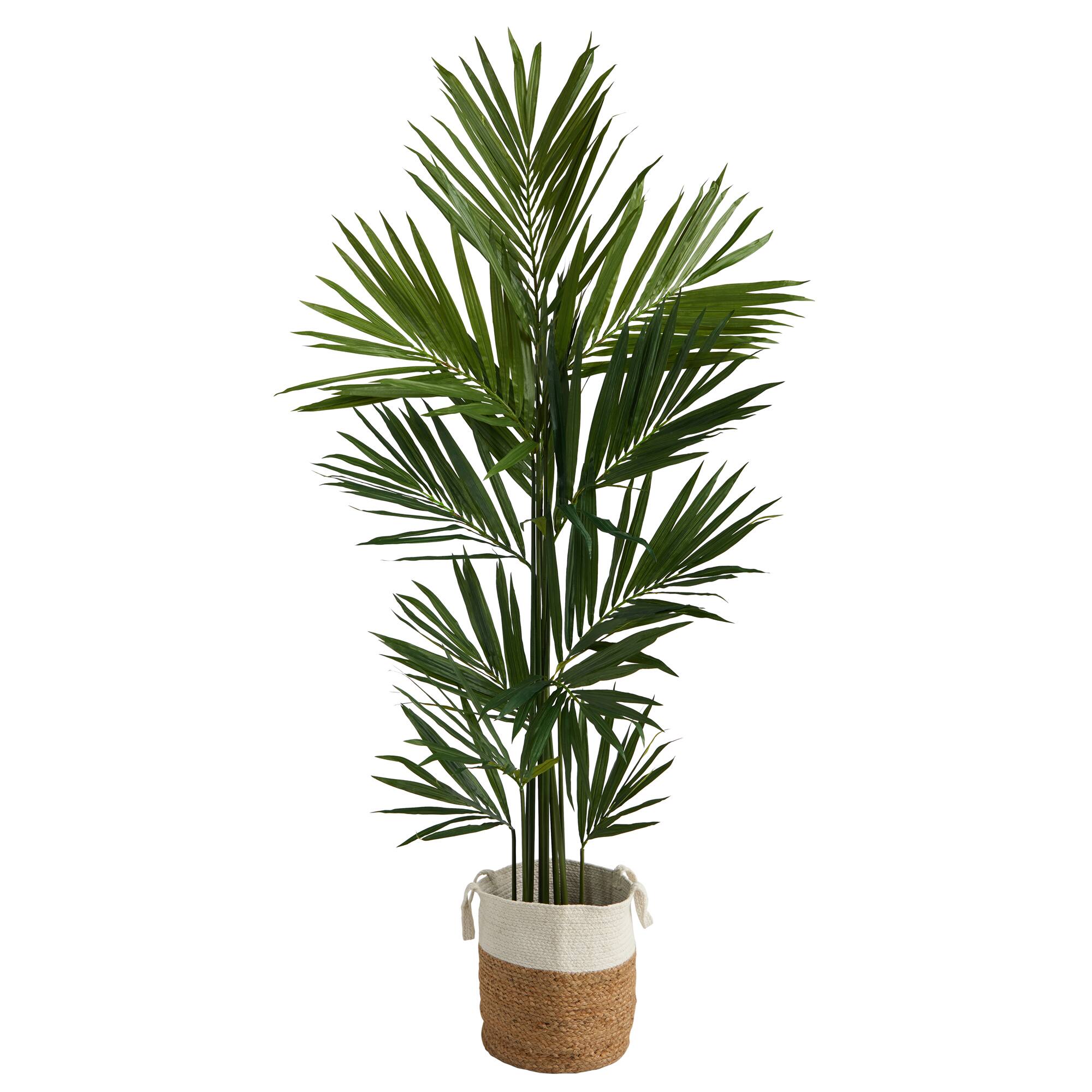 7ft. Kentia Artificial Palm in Handmade Natural Jute and Cotton Planter