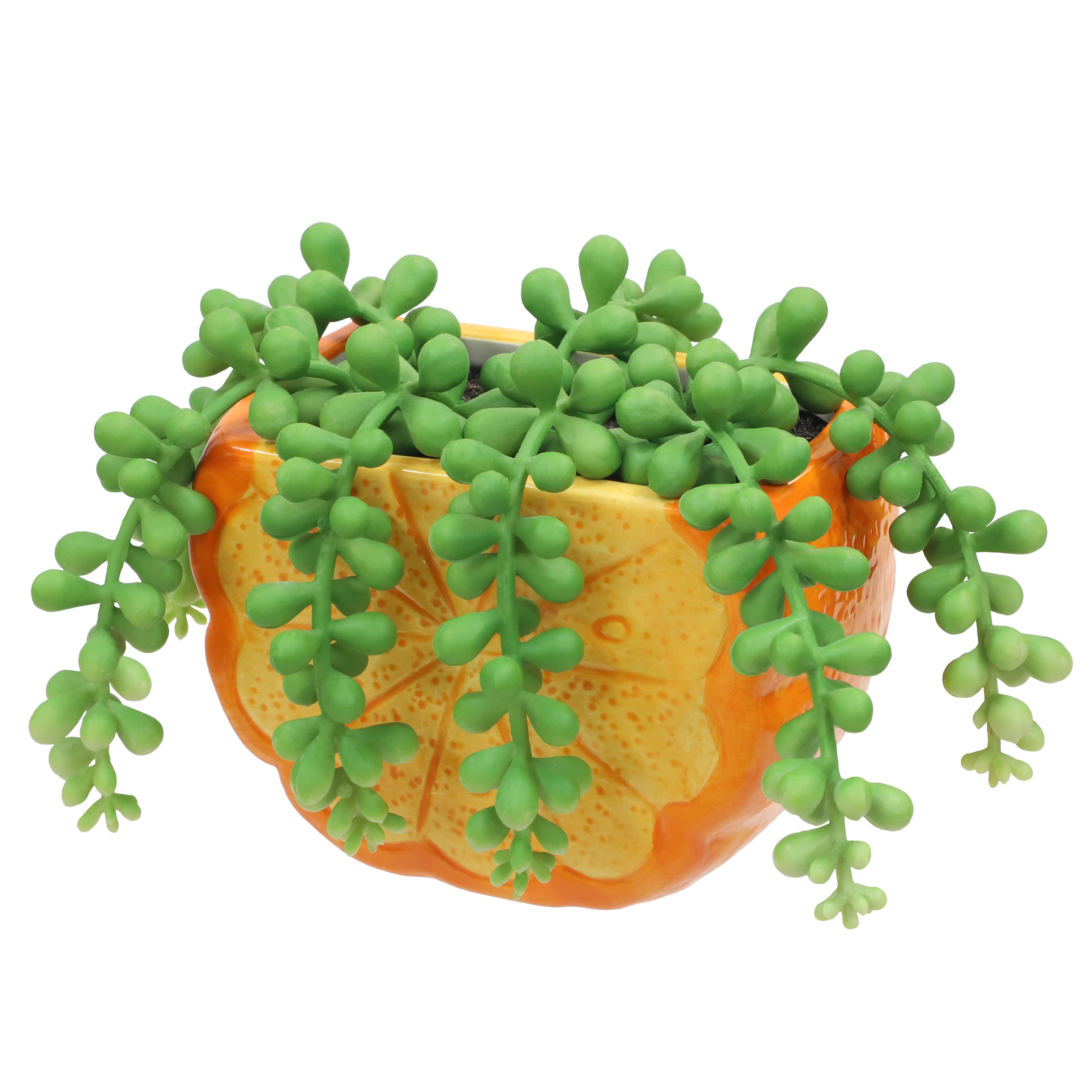 Fausse succulente collier de perles dans un pot en forme d&#x2019;orange, 15,2 cm d&#x2019;Ashland