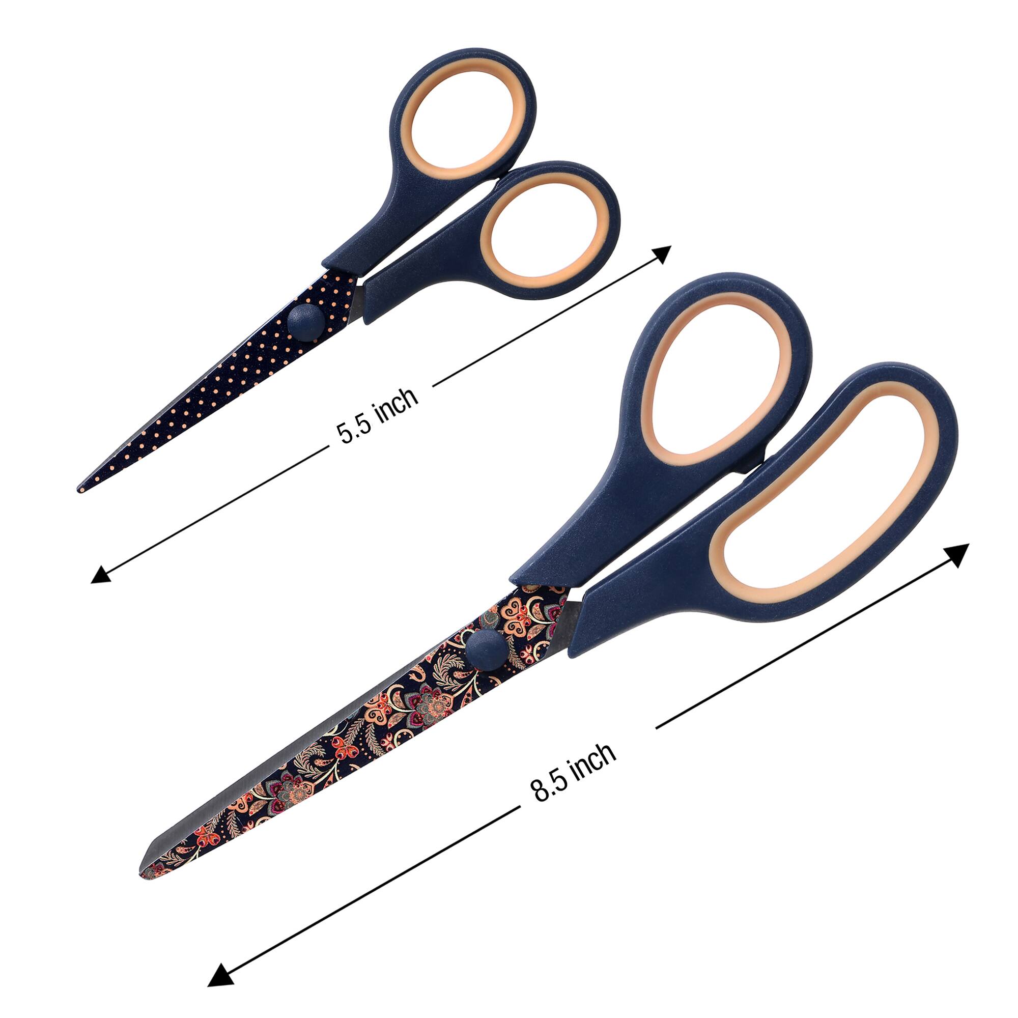 SINGER&#xAE; Paisley Polka Dot Printed 8.5&#x22; Fabric Scissors &#x26; 5.5&#x22; Detail Craft Scissors Set