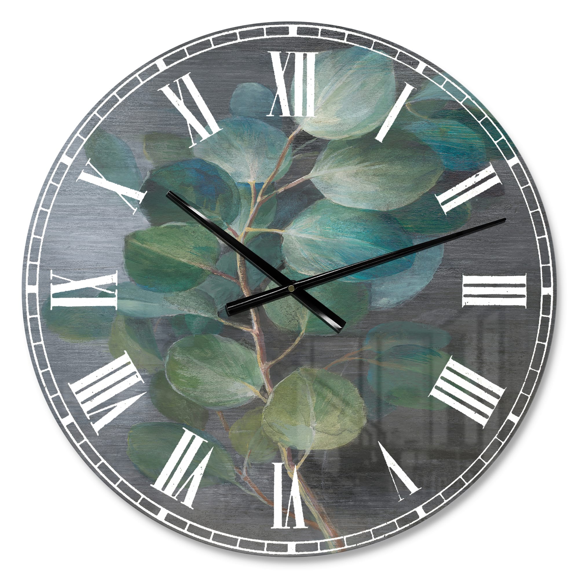 Designart Fresh Leaves I Farmhouse Wall Clock