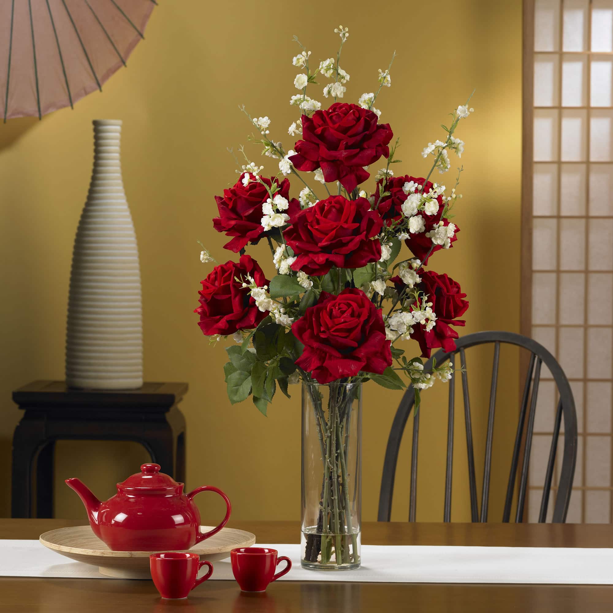 2.5ft. Red Roses &#x26; Cherry Blossoms Flower Arrangement