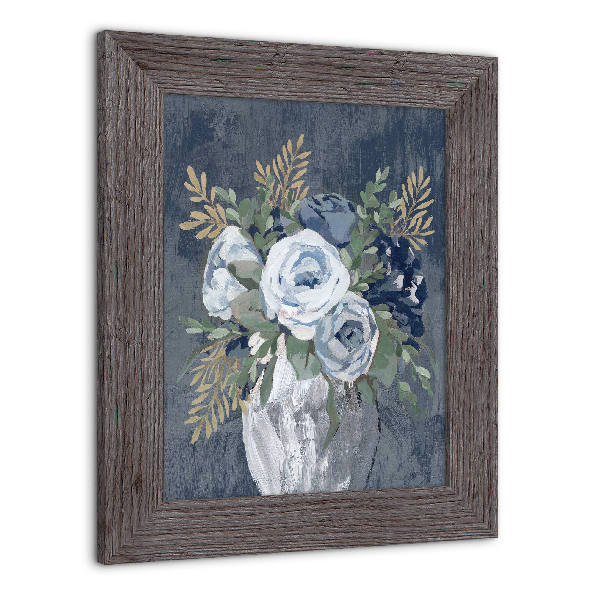 Flower Vase On Navy Western Framed Print