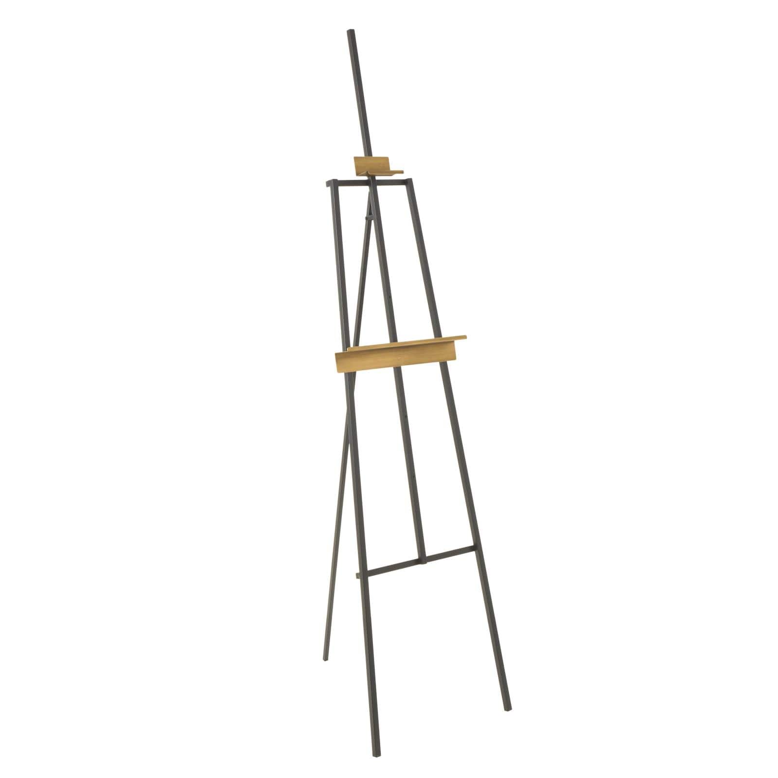 68.5&#x22; Black Metal Painter&#x27;s Inspired 4-Tier Display Easel with Gold Accents