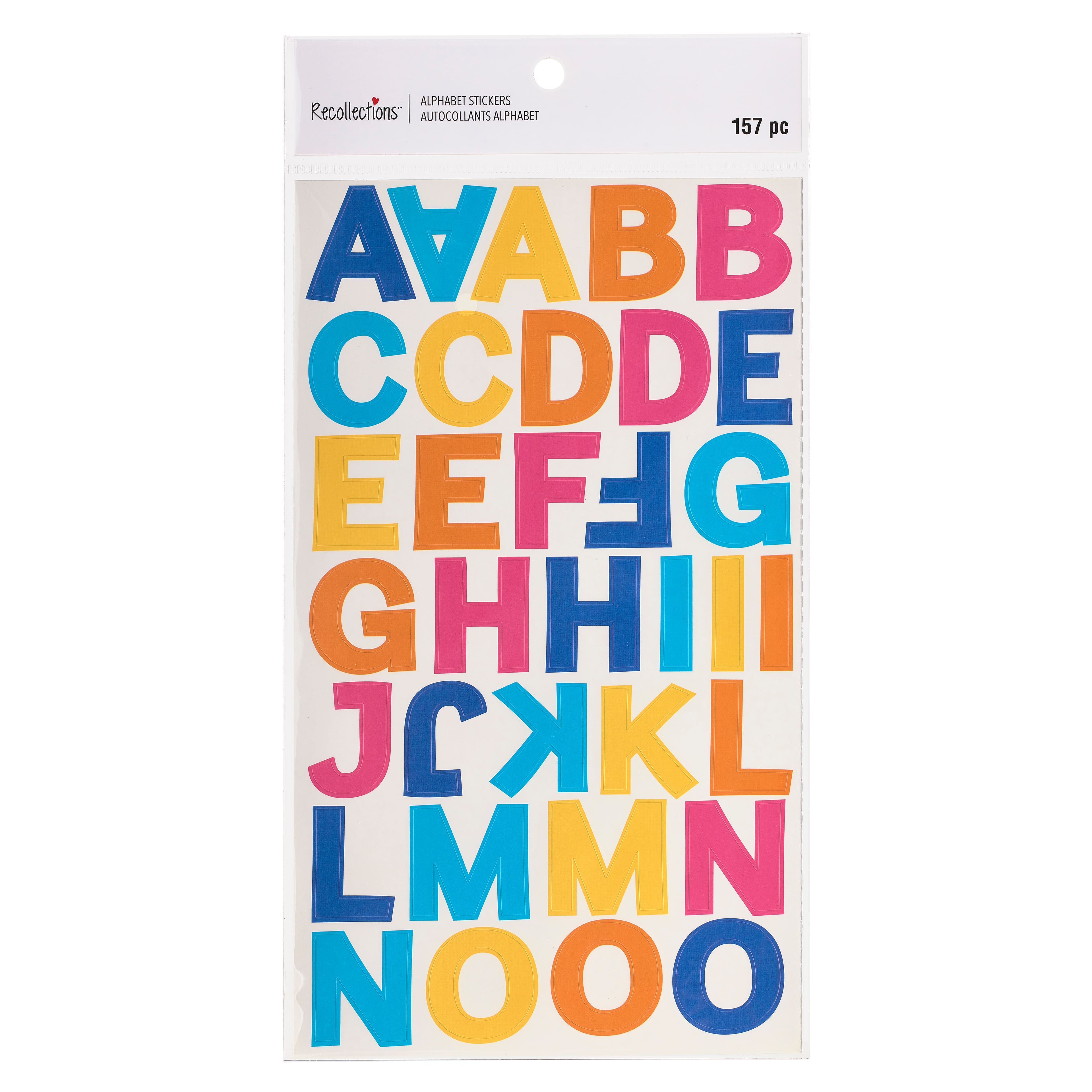 12 Pack: Multicolored Block Alphabet Stickers by Recollections, Size: 11.2” x 0.01” x 8”