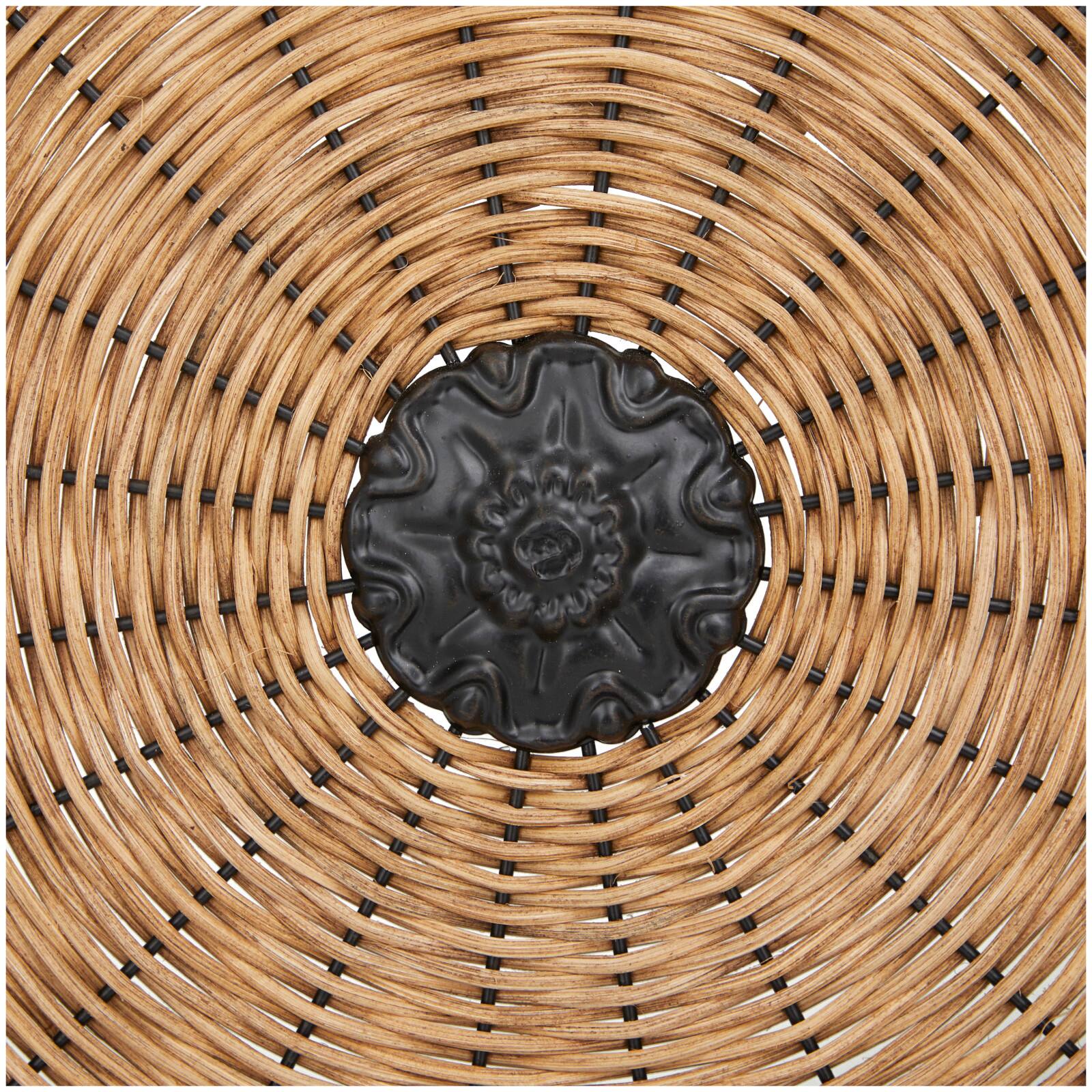 21" Brown Metal Wrapped Plate Geometric Sculpture with Black Stand