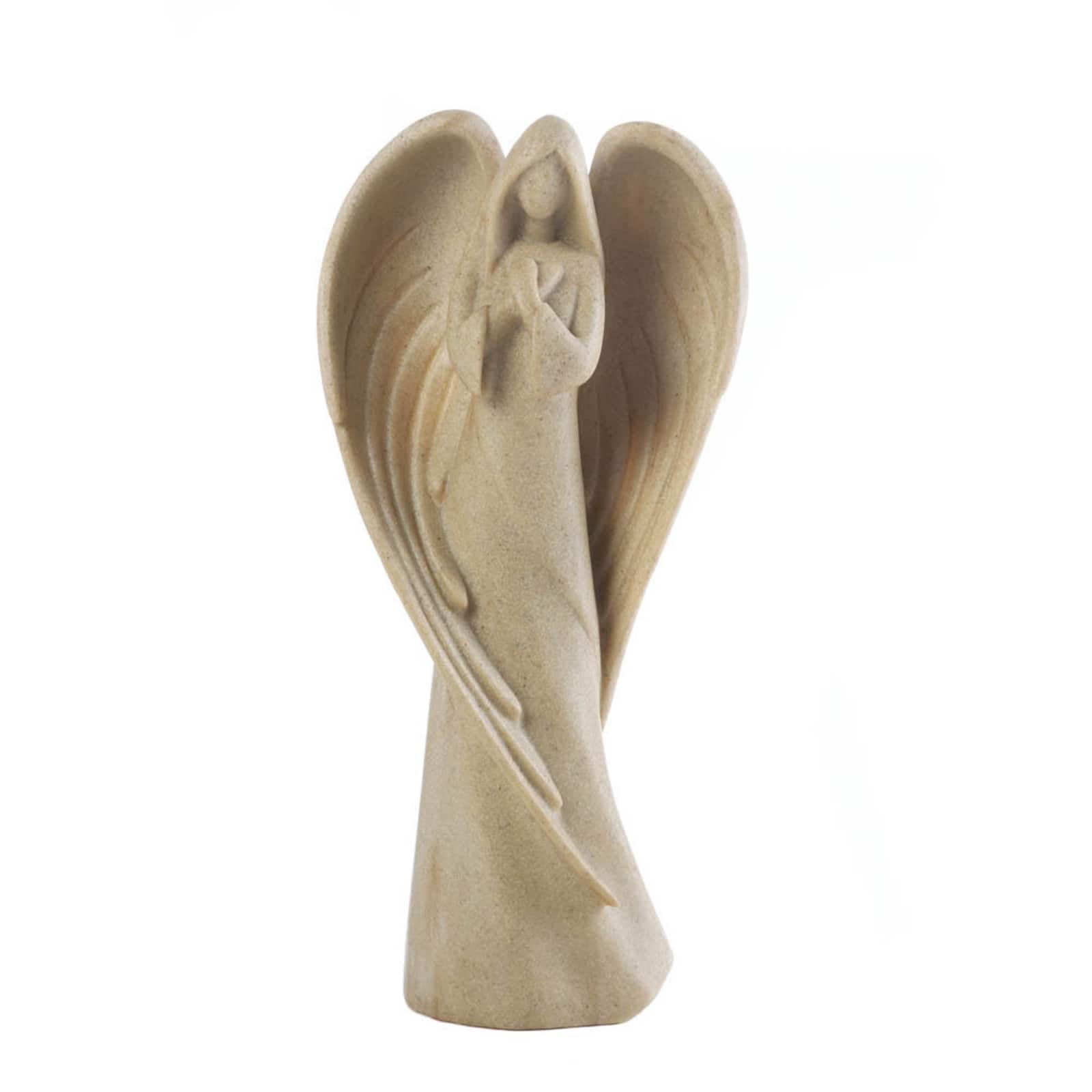 Elegant Minimalistic Guardian Angel Figurine Prayer Statue  4.5&#x22; x 2.38&#x22; x 9.25&#x22;