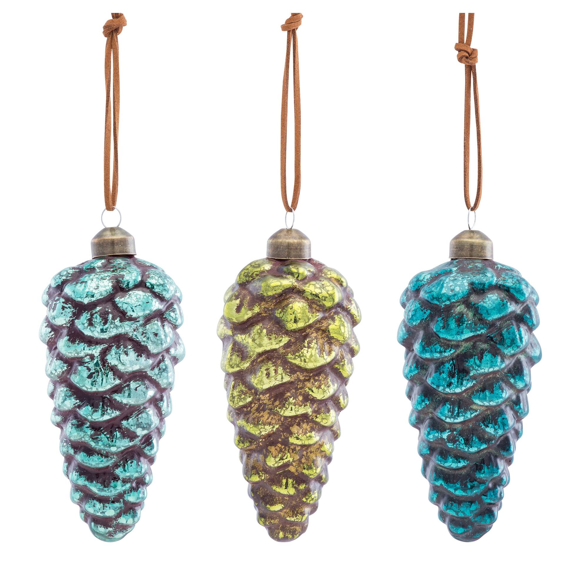 Glass Pinecone Ornaments Set Glass Designs