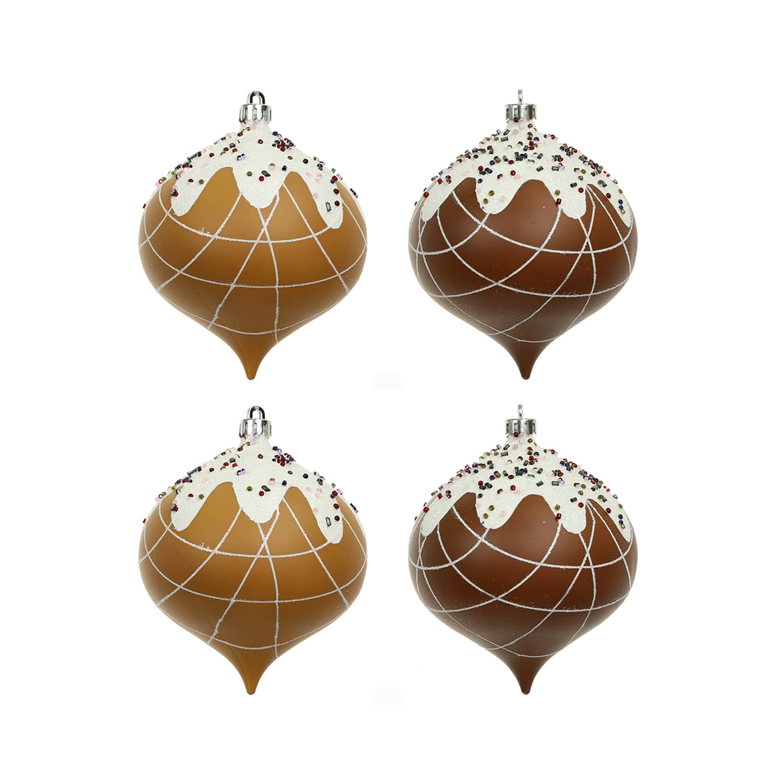 4 Pack 4.7&#x22; Gingerbread Sprinkle Shatterproof Onion Ornaments by Ashland&#xAE;
