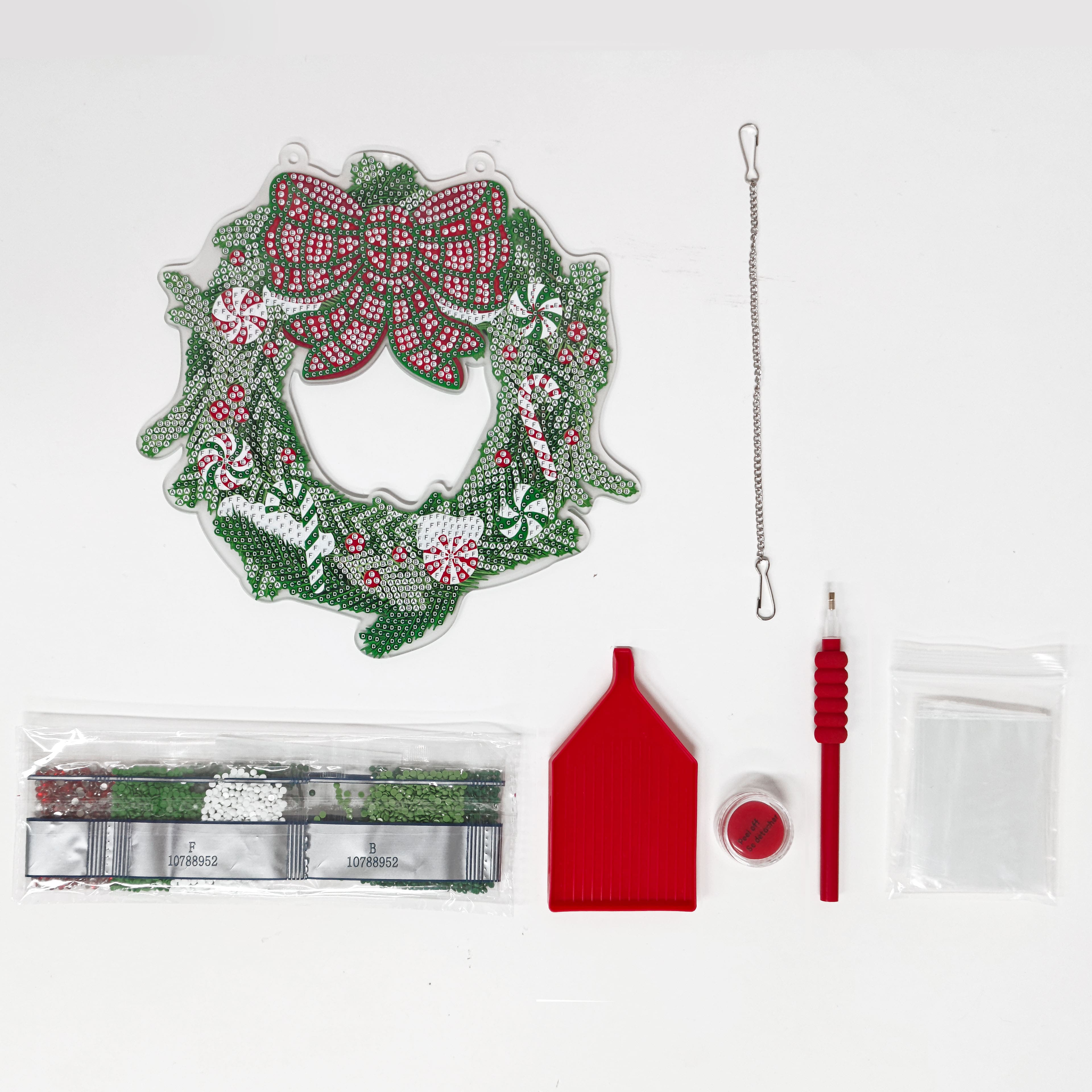 8&#x22; Peppermint Plaid Wreath Diamond Art Kit by Make Market&#xAE;