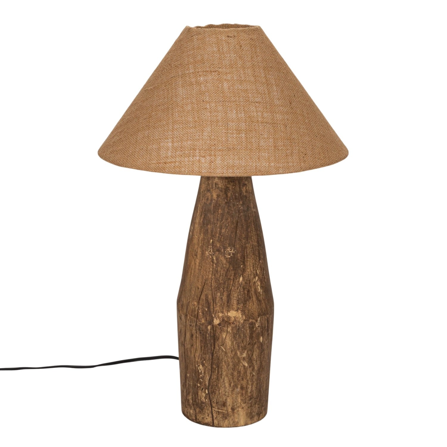 26&#x22; Natural Reclaimed Wood Swivel Neck Table Lamp with Jute Shade